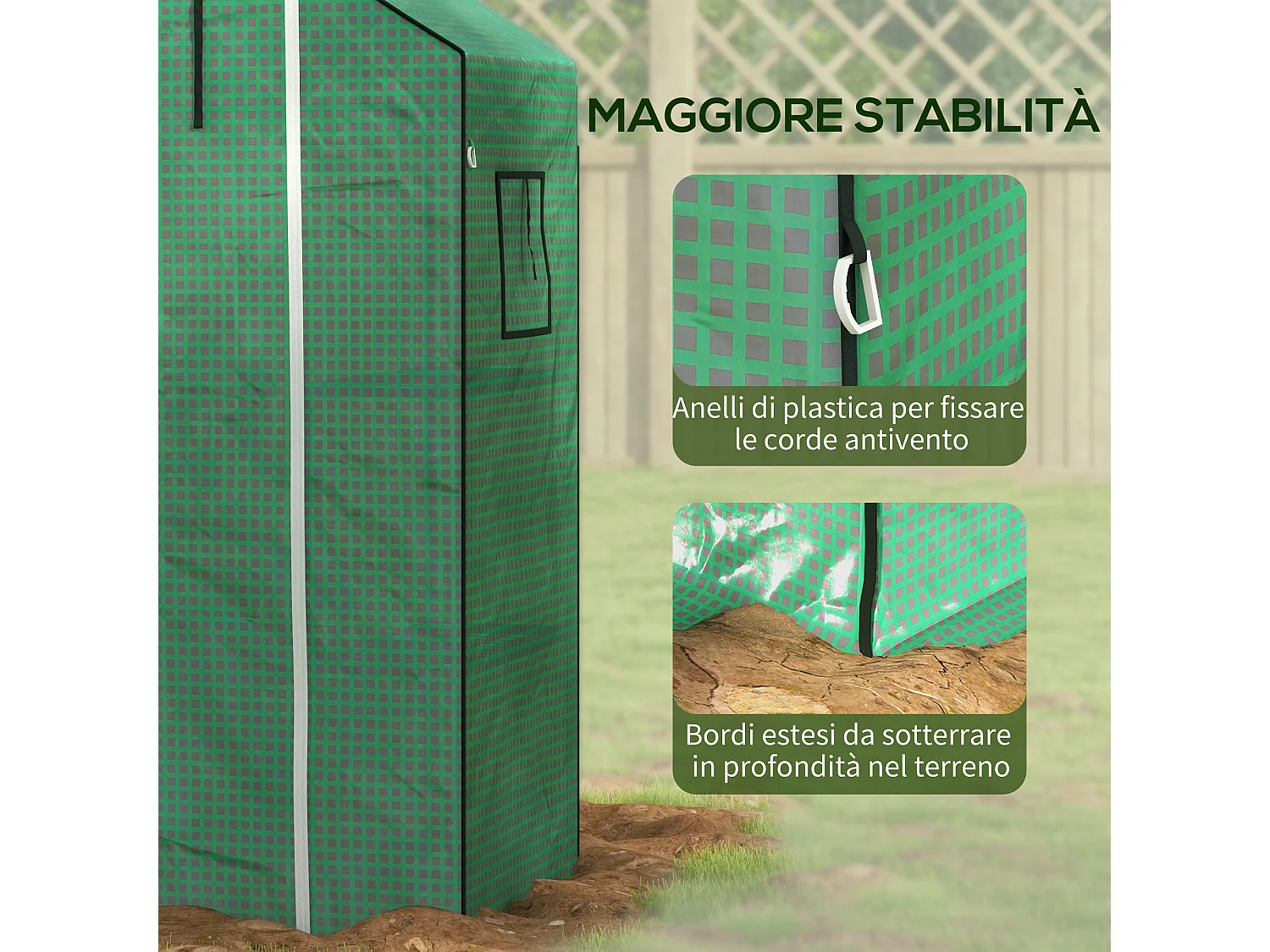 Copertura di ricambio per serra con porta e finestre in pe verde