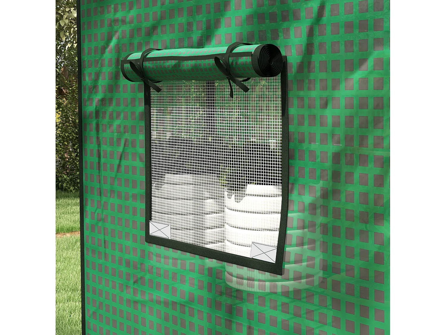 Copertura di ricambio per serra con porta e finestre in pe verde