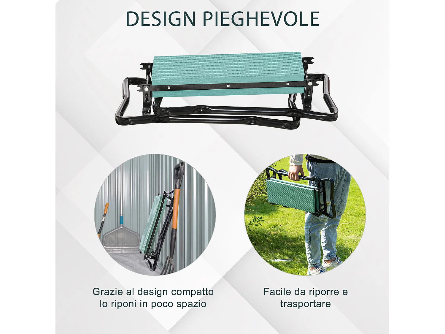 Panca sgabello inginocchiatoio da giardino o giardinaggio verde