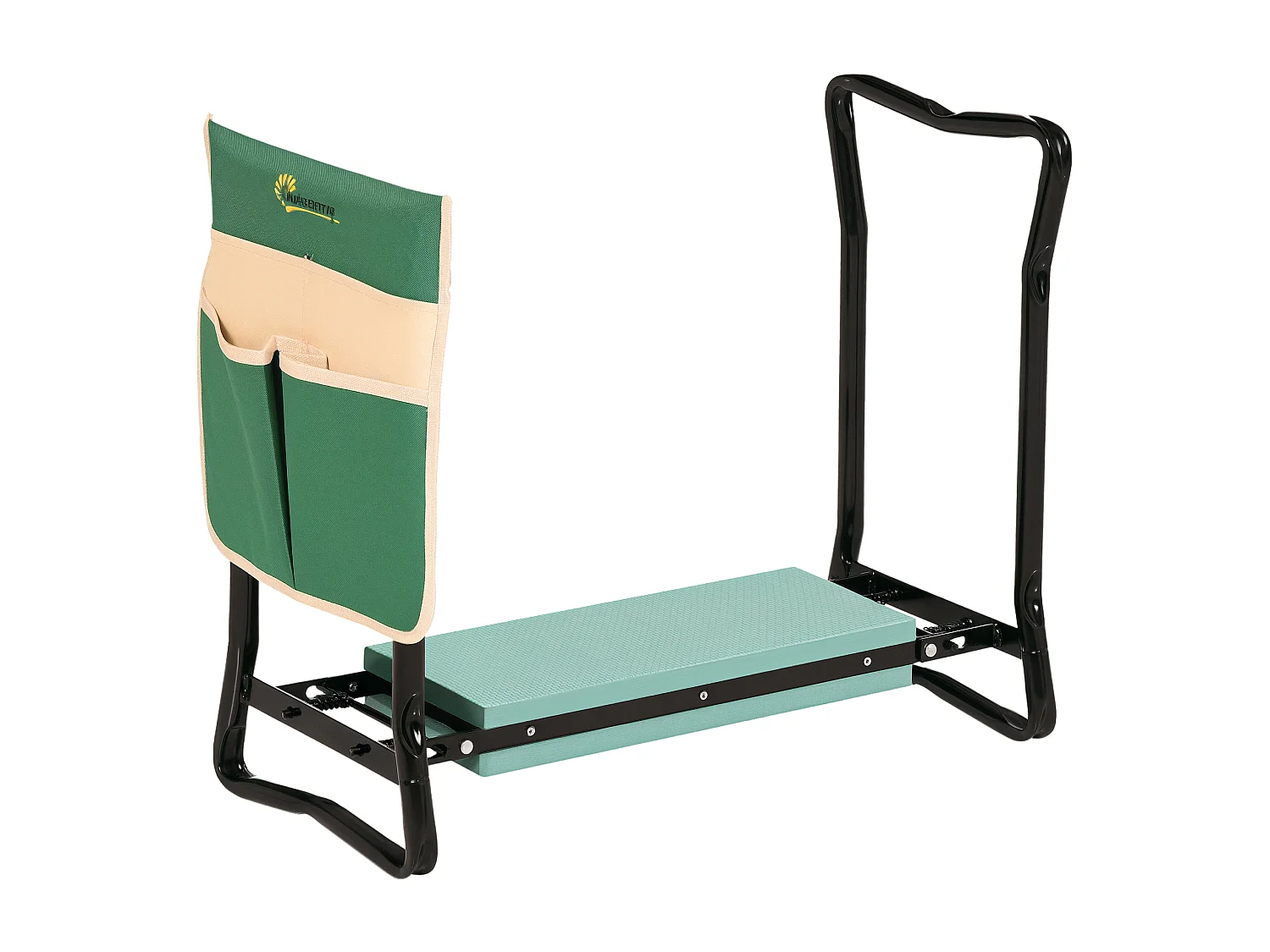 Inginocchiatoio panca da giardino pieghevole 2 in 1 verde e nero