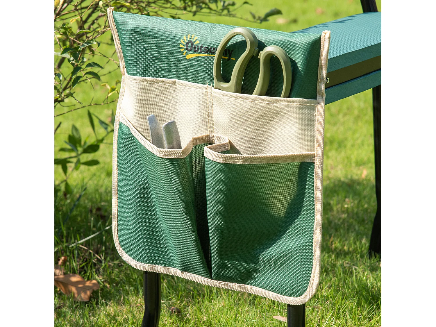 Inginocchiatoio panca da giardino pieghevole 2 in 1 verde e nero