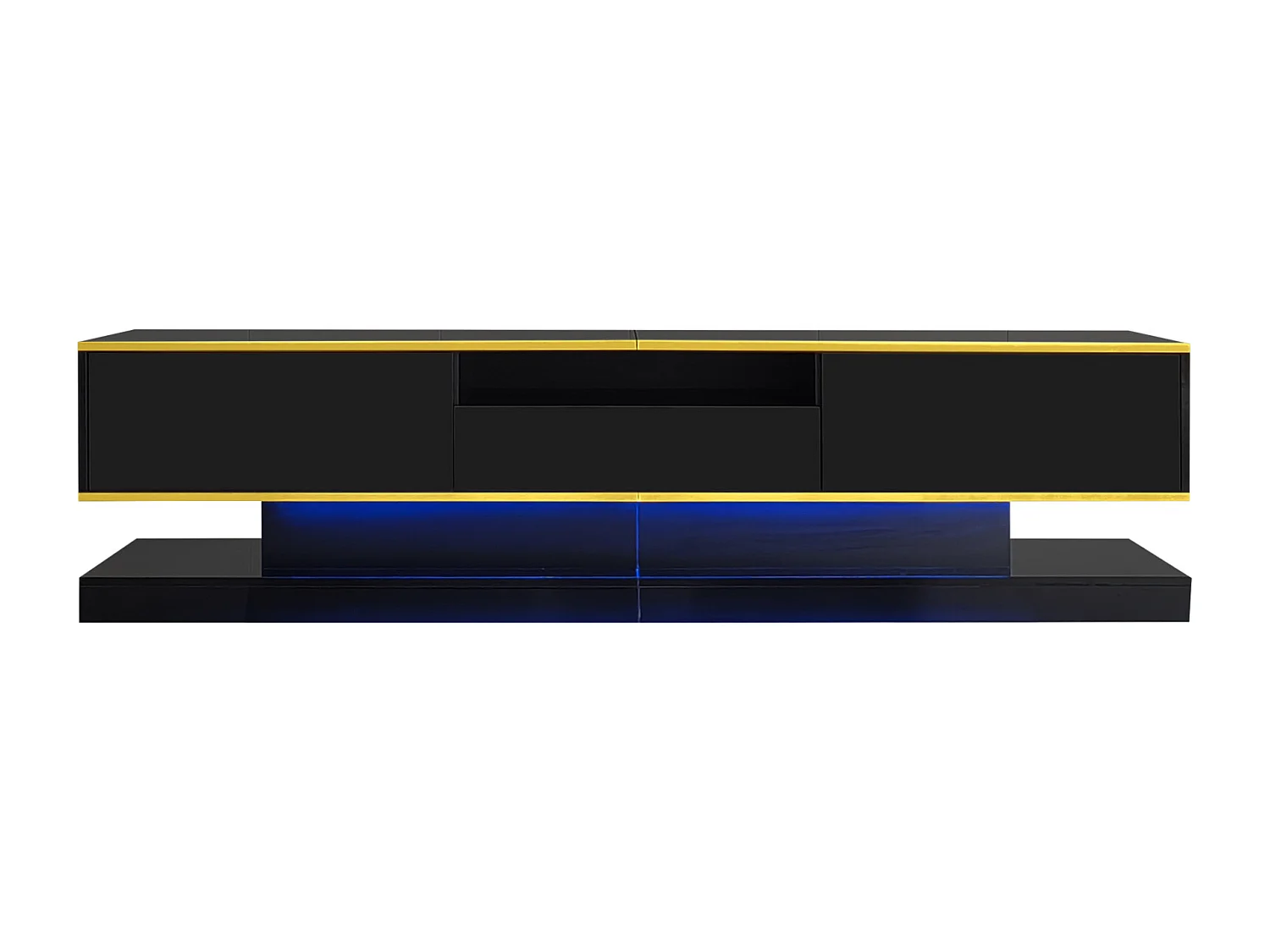 TV-Schrank 180x38x45cm, 3 Schubladen, offenes Fach, farbwechselnde LED, Hochglanz