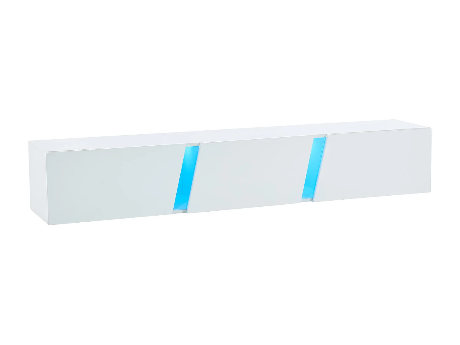 Armário de TV 180x35x30cm, montável na parede, com LED, 3 portas, para até 75 polegadas, branco