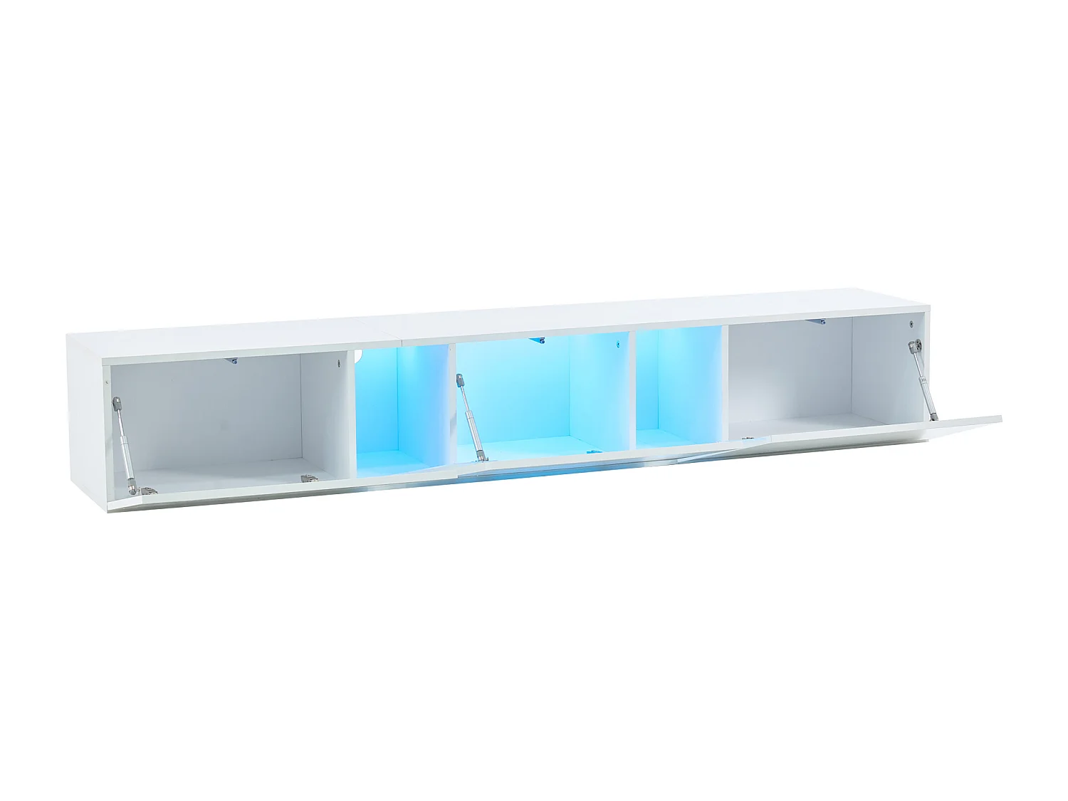 Armário de TV 180x35x30cm, montável na parede, com LED, 3 portas, para até 75 polegadas, branco