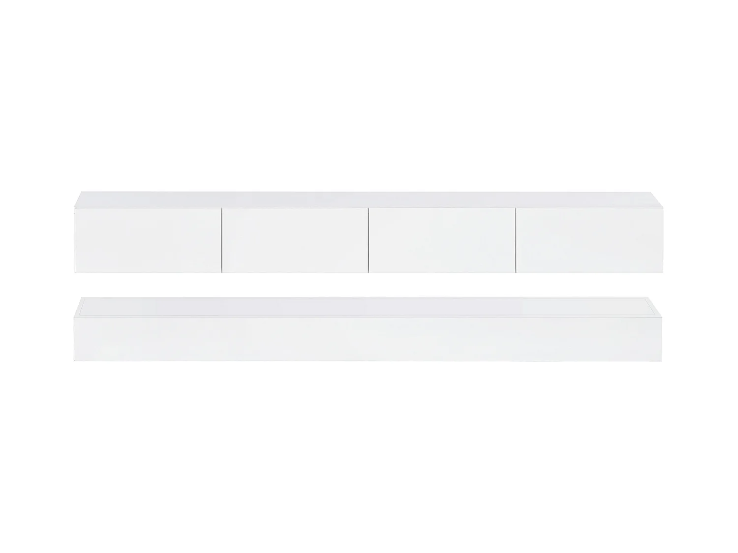 Meuble TV mural 130x33x15cm, 2 caissons et 4 tiroirs, LED 16 couleurs, jusqu'à 55 pouces