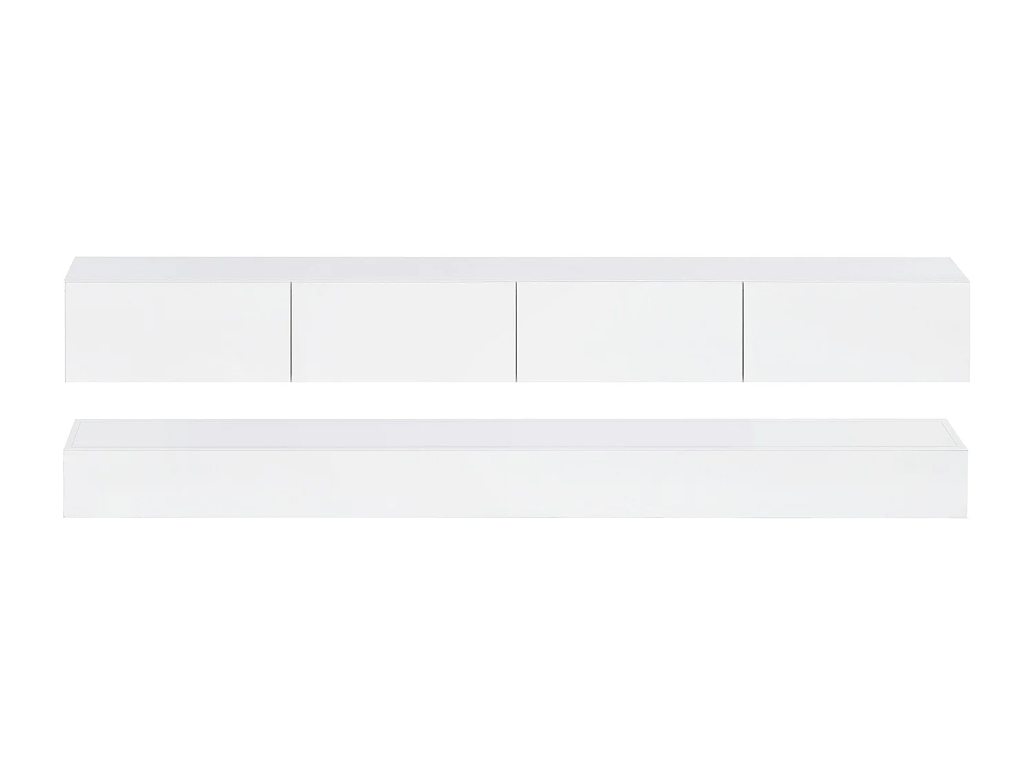 Meuble TV mural 130x33x15cm, 2 caissons et 4 tiroirs, LED 16 couleurs, jusqu'à 55 pouces