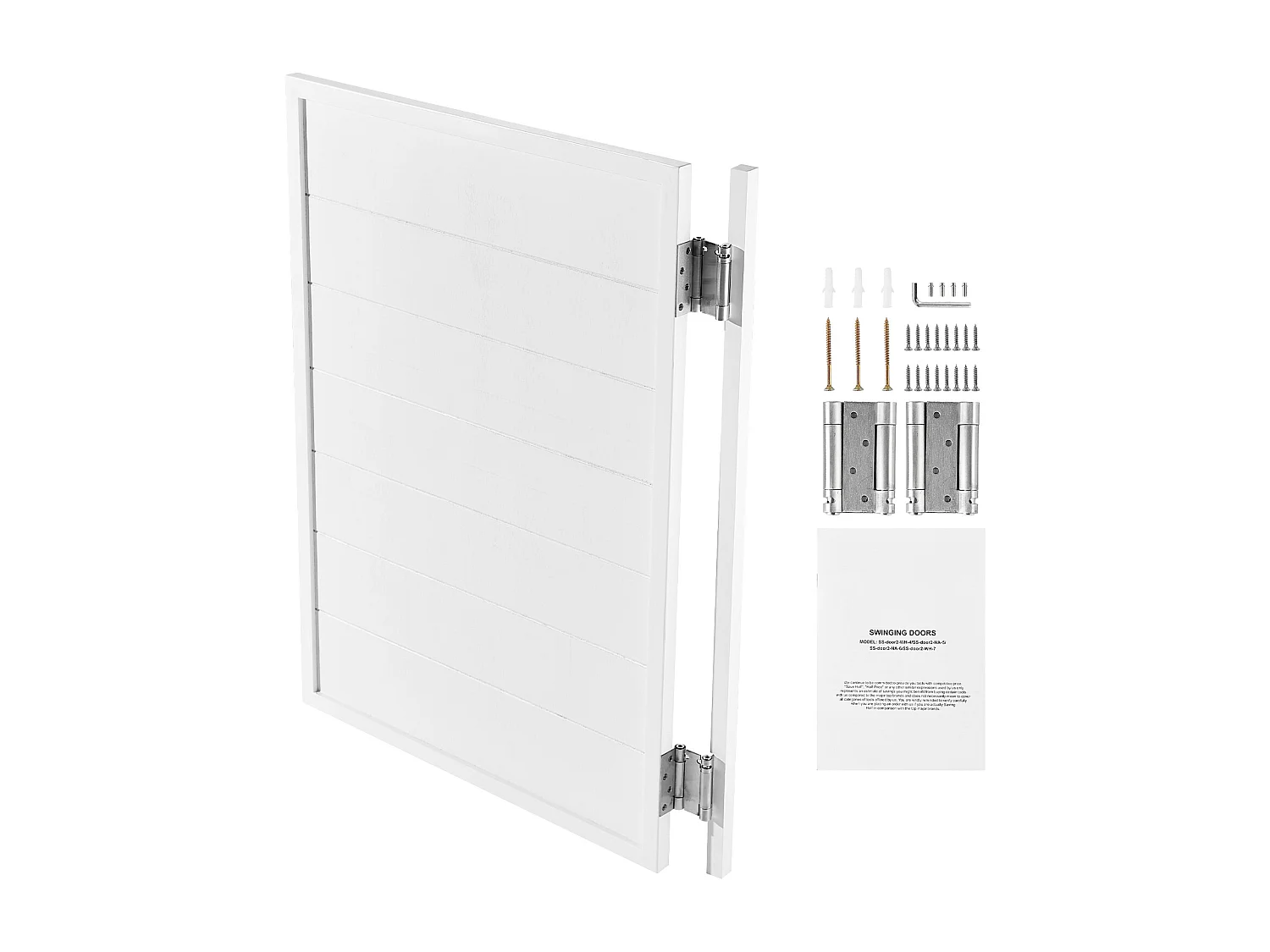 Porte Battante SucceBuy, 80,5x2,8x106 cm, Porte Saloon Simple en Bois de Pin avec Charnières, Quincaillerie, Facile à Installer, Blanc