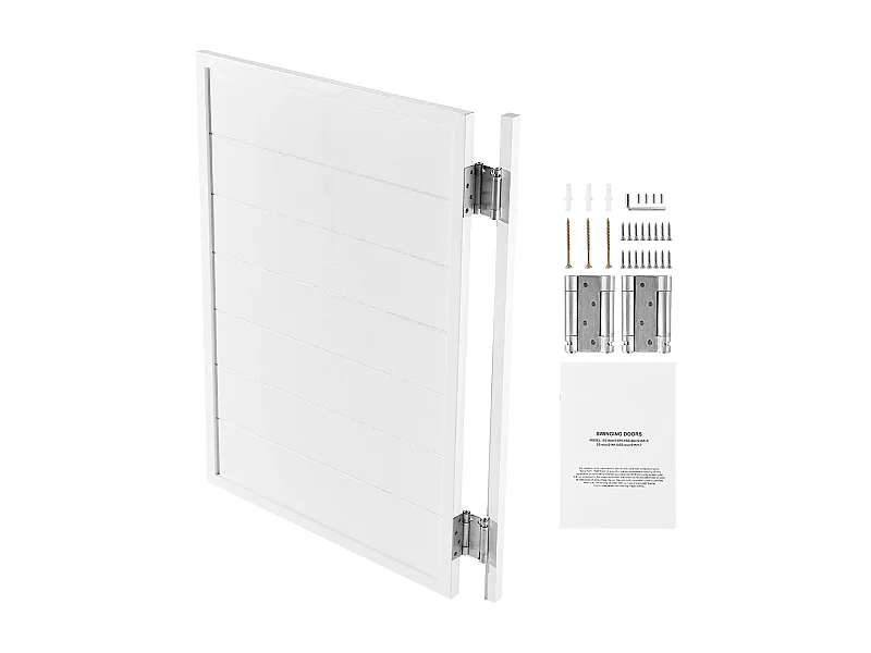 Porte Battante SucceBuy, 80,5x2,8x106 cm, Porte Saloon Simple en Bois de Pin avec Charnières, Quincaillerie, Facile à Installer, Blanc