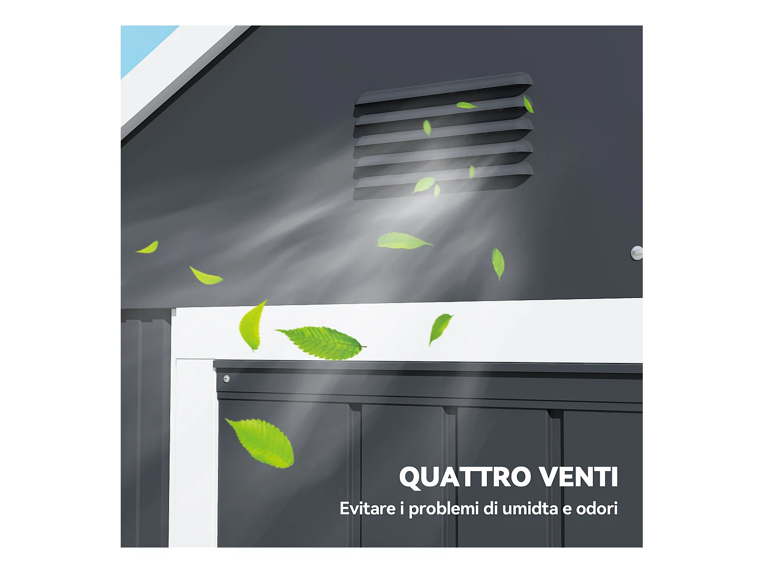 Casetta da giardino porta attrezzi in acciaio zincato pp grigia bianca