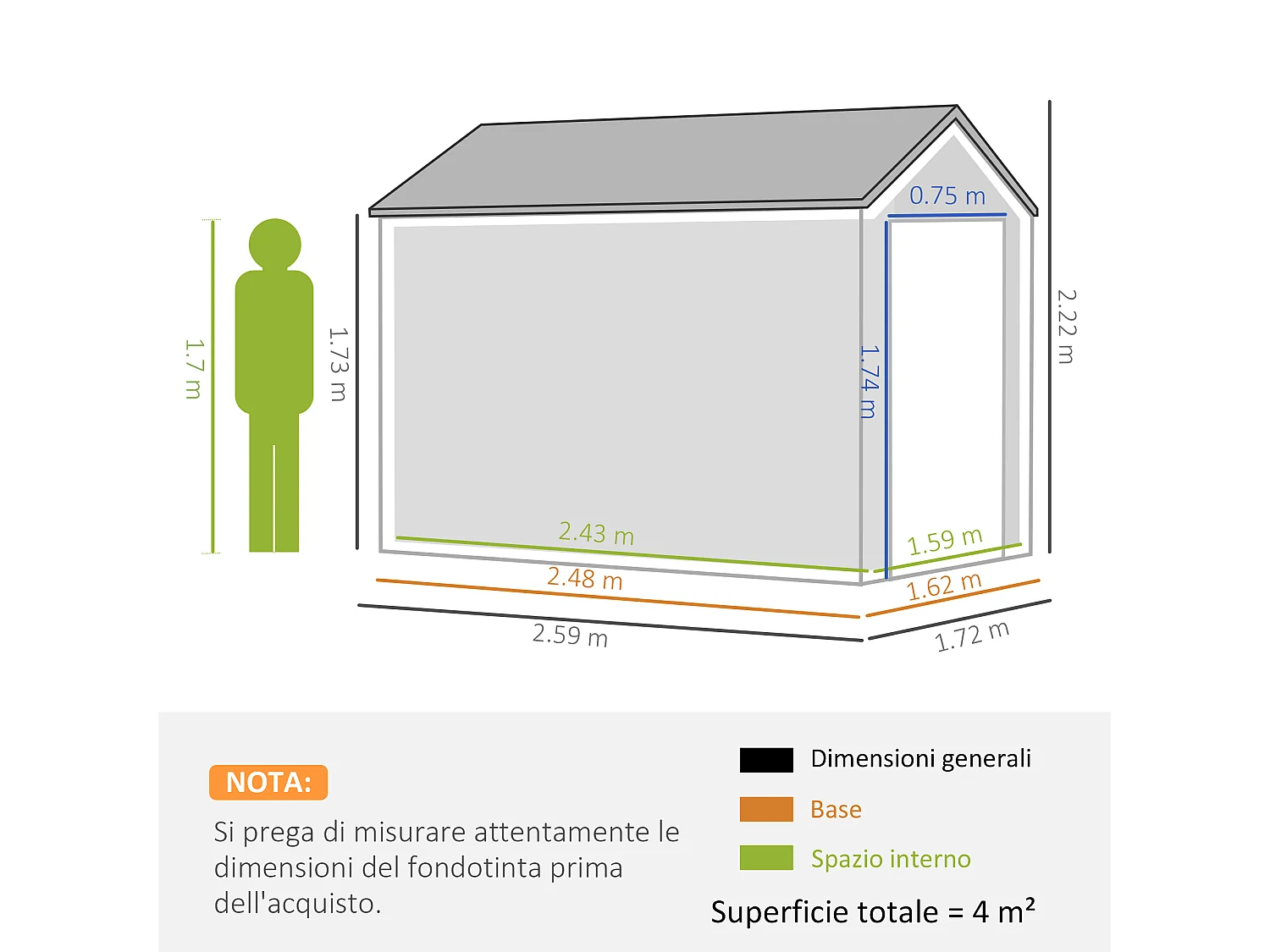 Casetta da giardino porta attrezzi in acciaio zincato pp grigia bianca