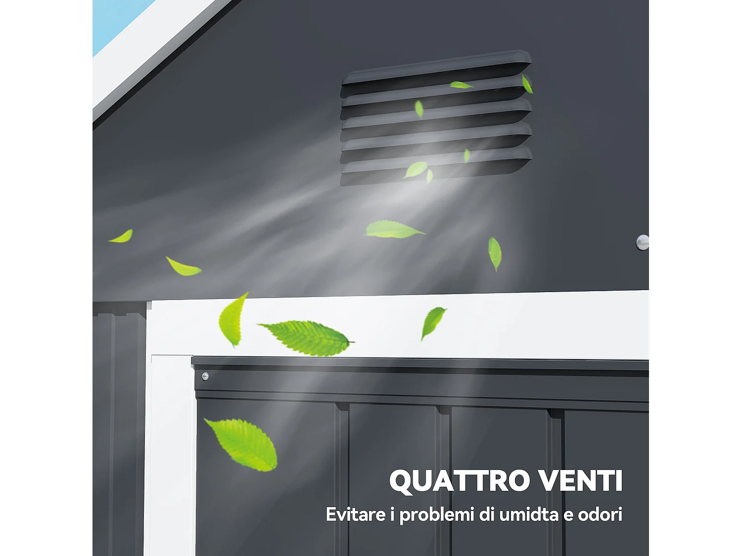 Casetta da giardino porta attrezzi in acciaio zincato pp grigia bianca