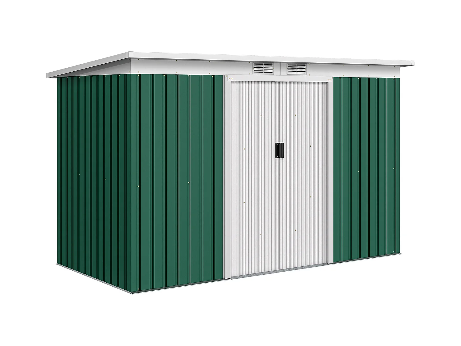 Casetta da giardino in lamiera d'acciaio con porte scorrevoli