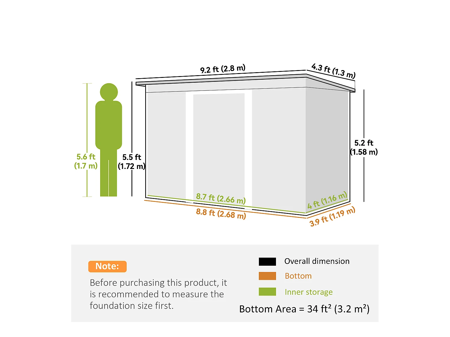 Casetta da giardino in lamiera d'acciaio con porte scorrevoli