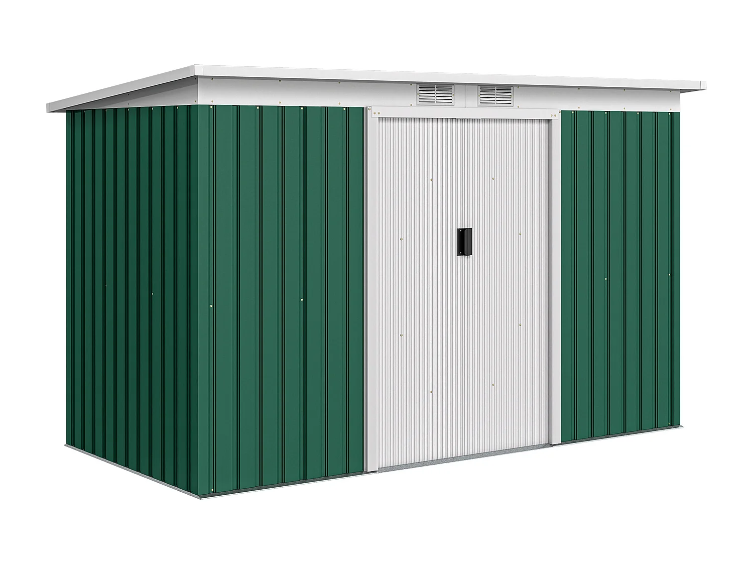 Casetta da giardino in lamiera d'acciaio con porte scorrevoli