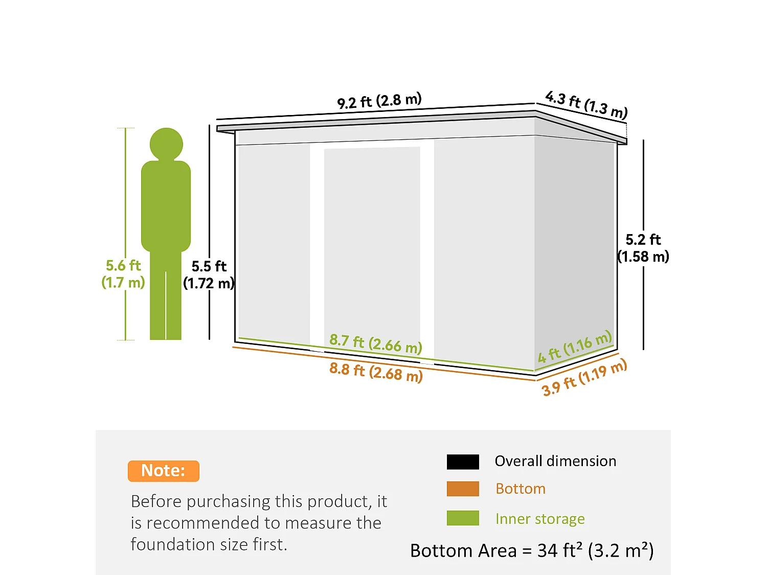 Casetta da giardino in lamiera d'acciaio con porte scorrevoli