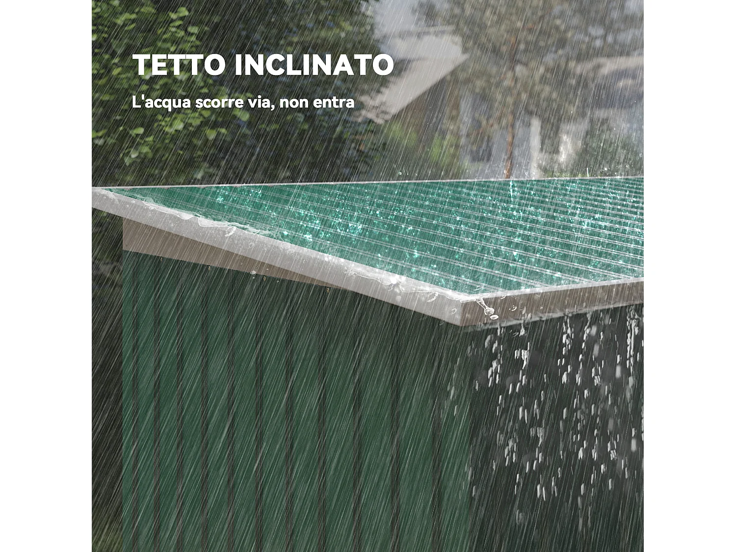 Casetta da giardino in lamiera d'acciaio con porte scorrevoli