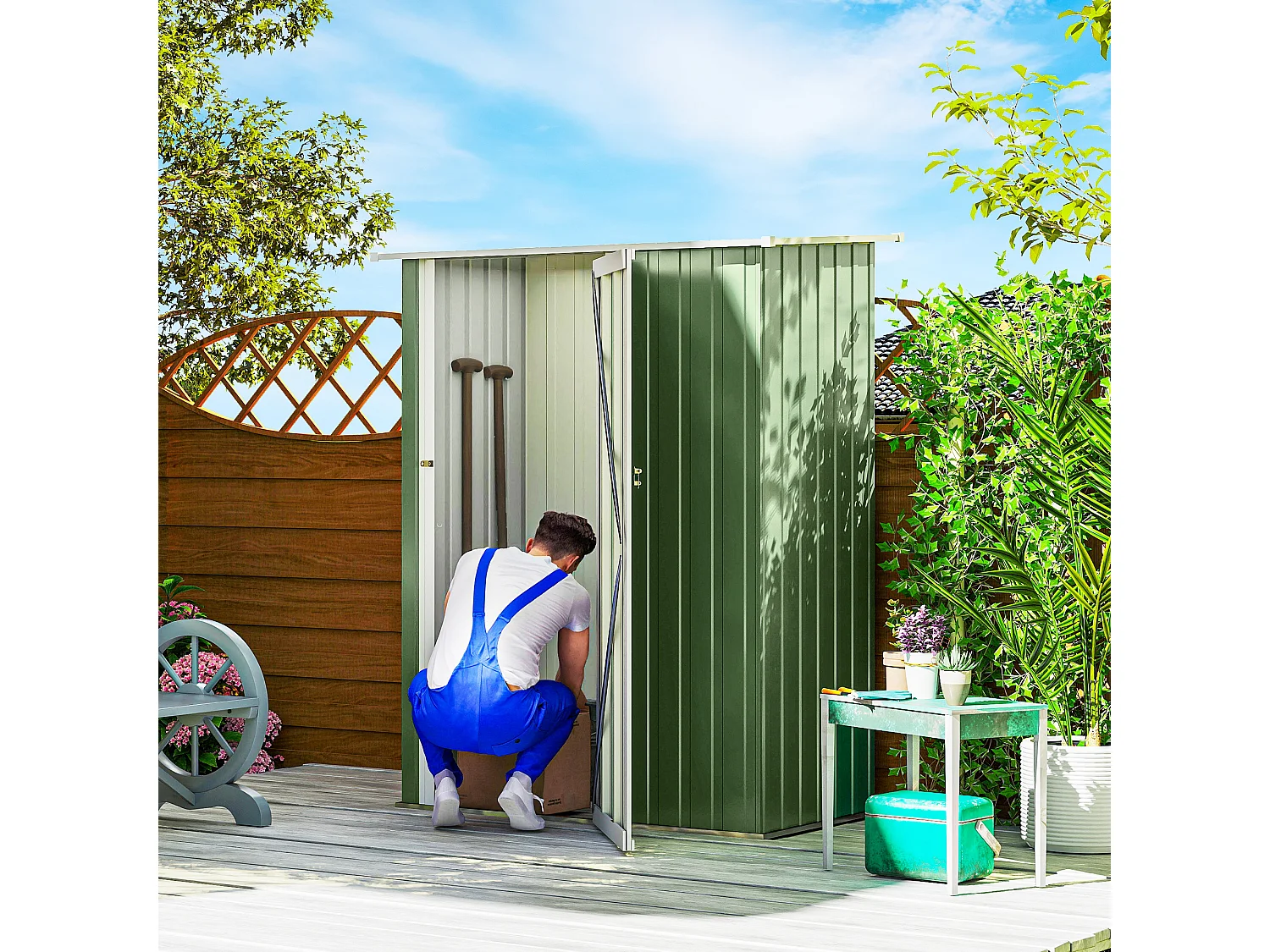 Casetta porta attrezzi acciaio impermeabile 142x84x189cm