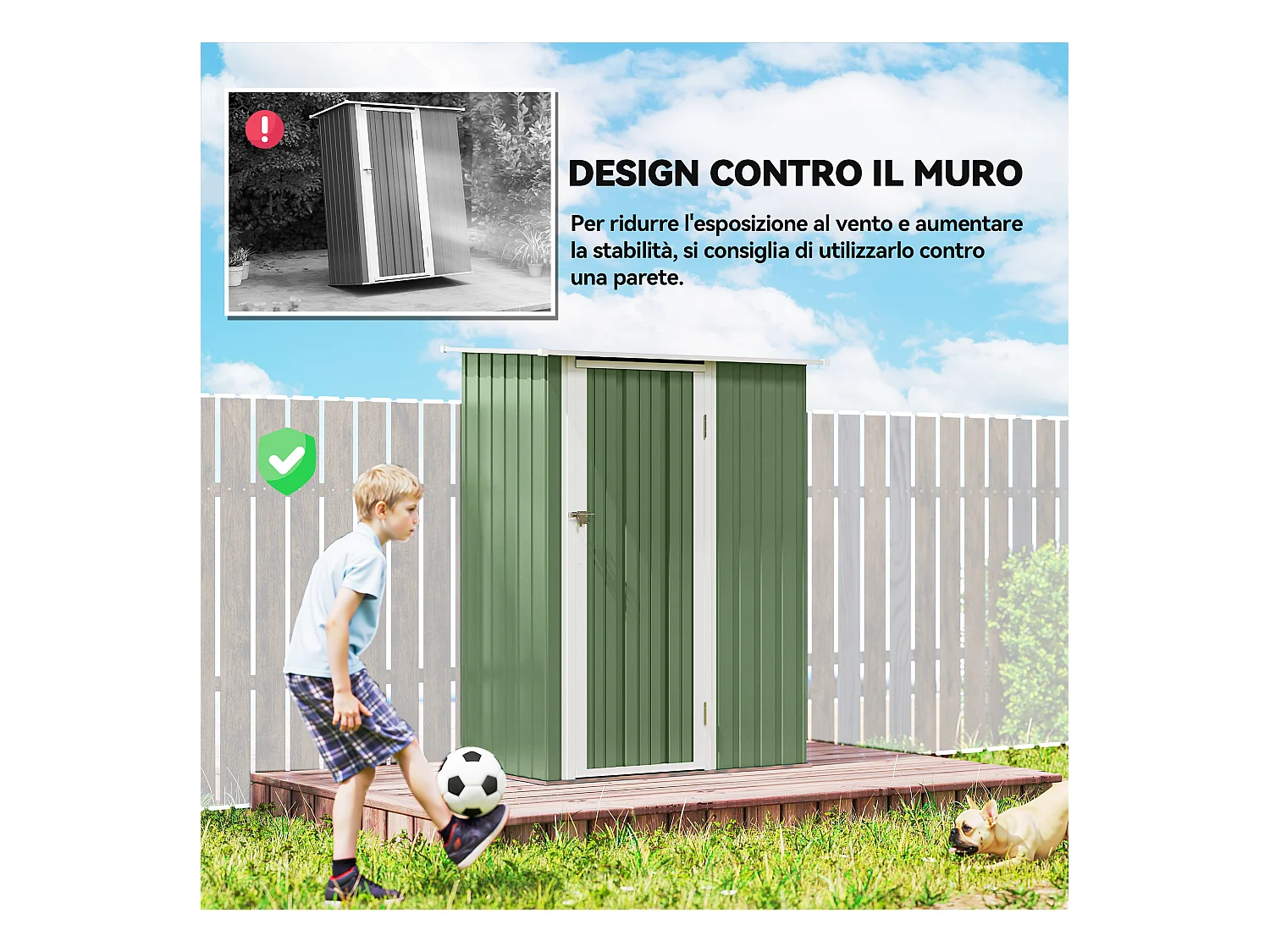 Casetta porta attrezzi acciaio impermeabile 142x84x189cm