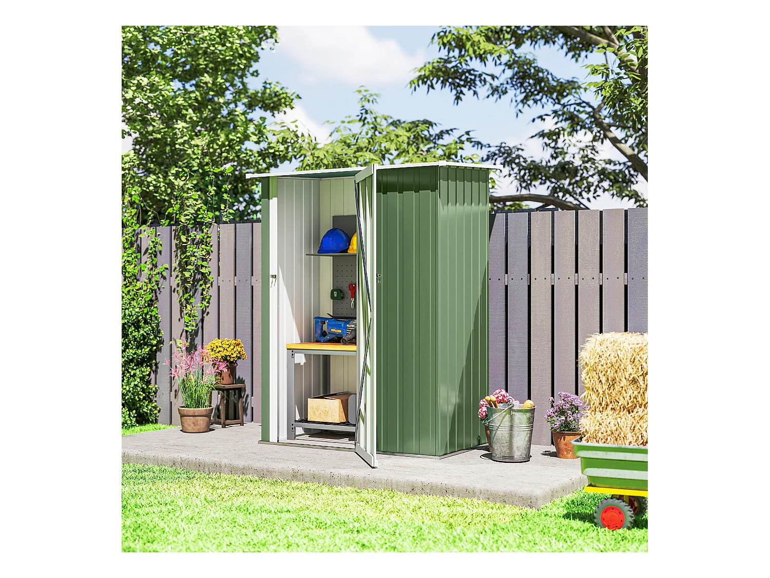 Casetta porta attrezzi acciaio impermeabile 142x84x189cm