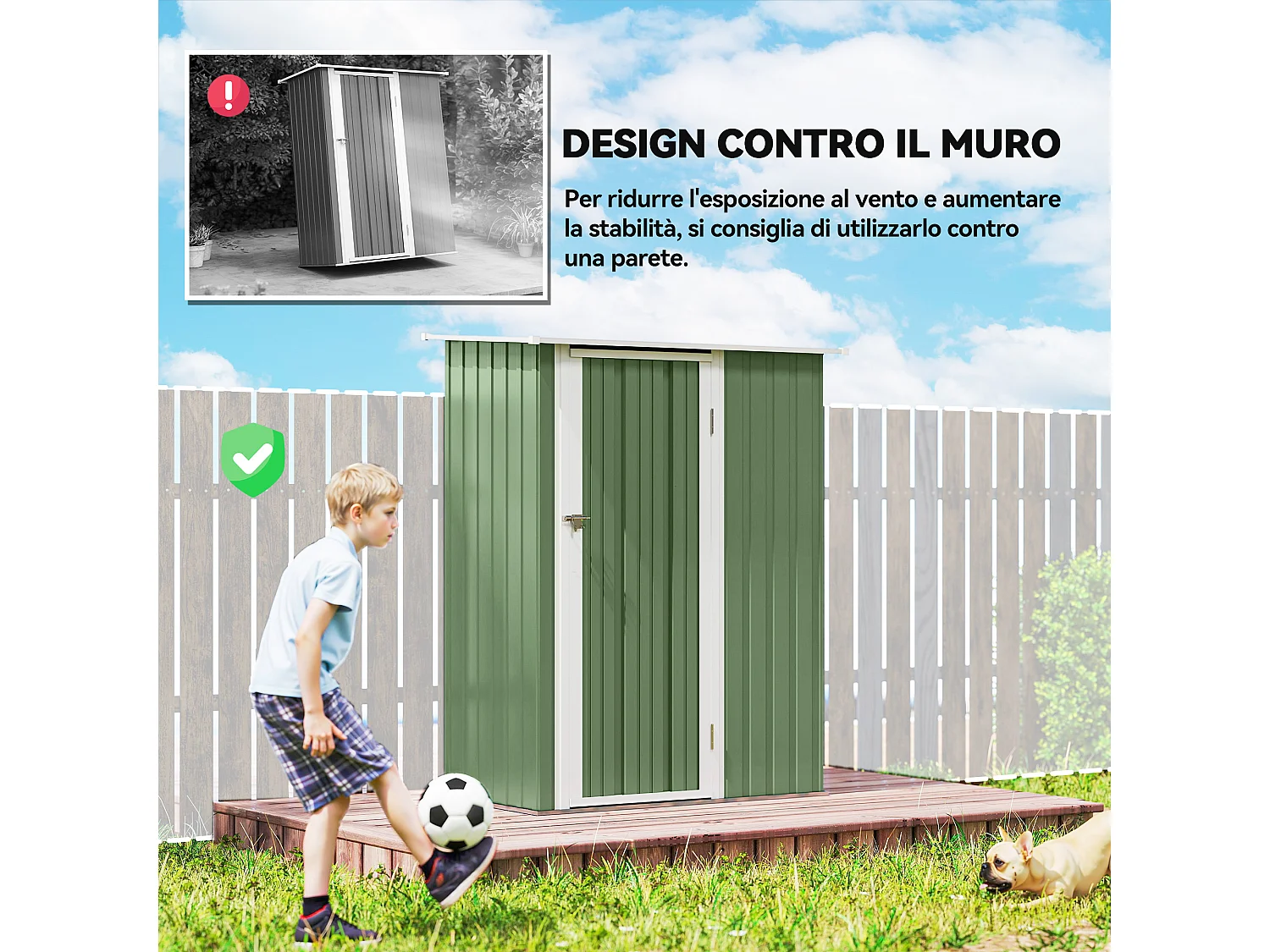 Casetta porta attrezzi acciaio impermeabile 142x84x189cm