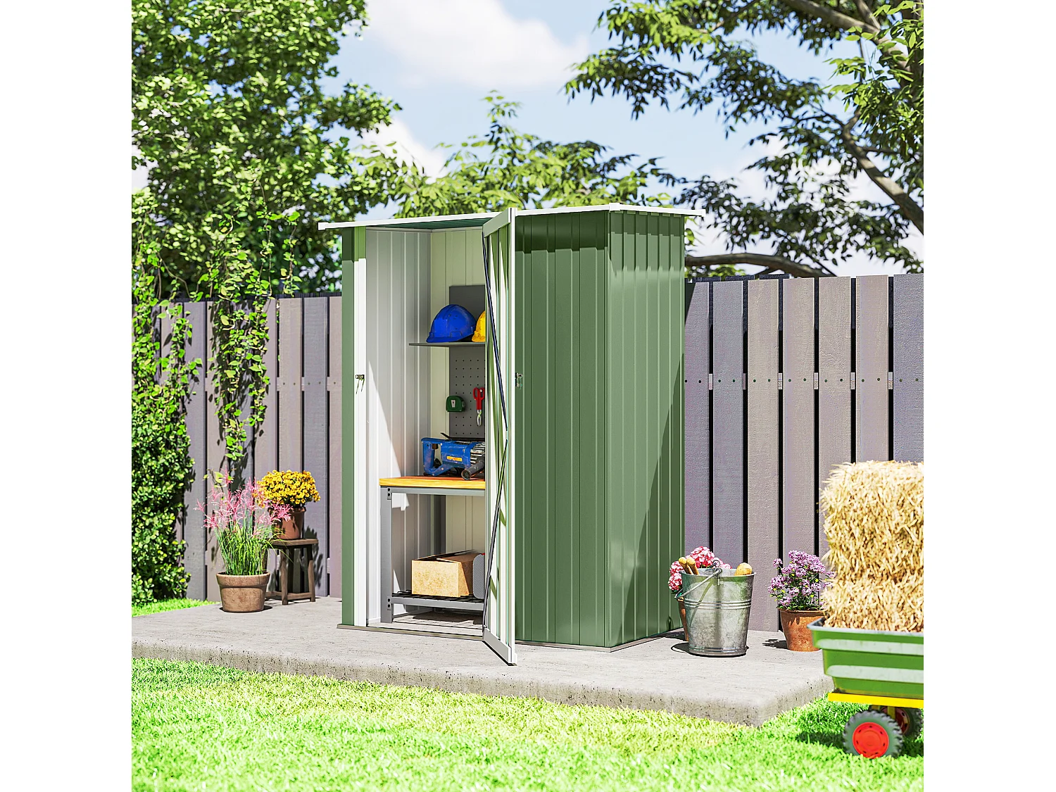 Casetta porta attrezzi acciaio impermeabile 142x84x189cm