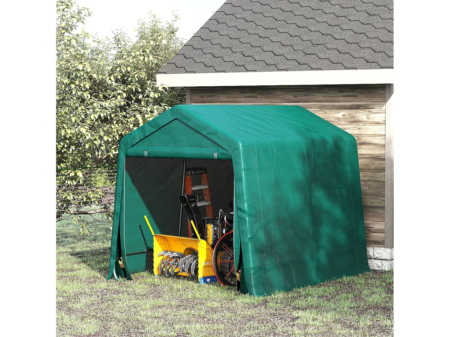 Tendone garage in metallo e tessuto pe 240x200x202cm verde