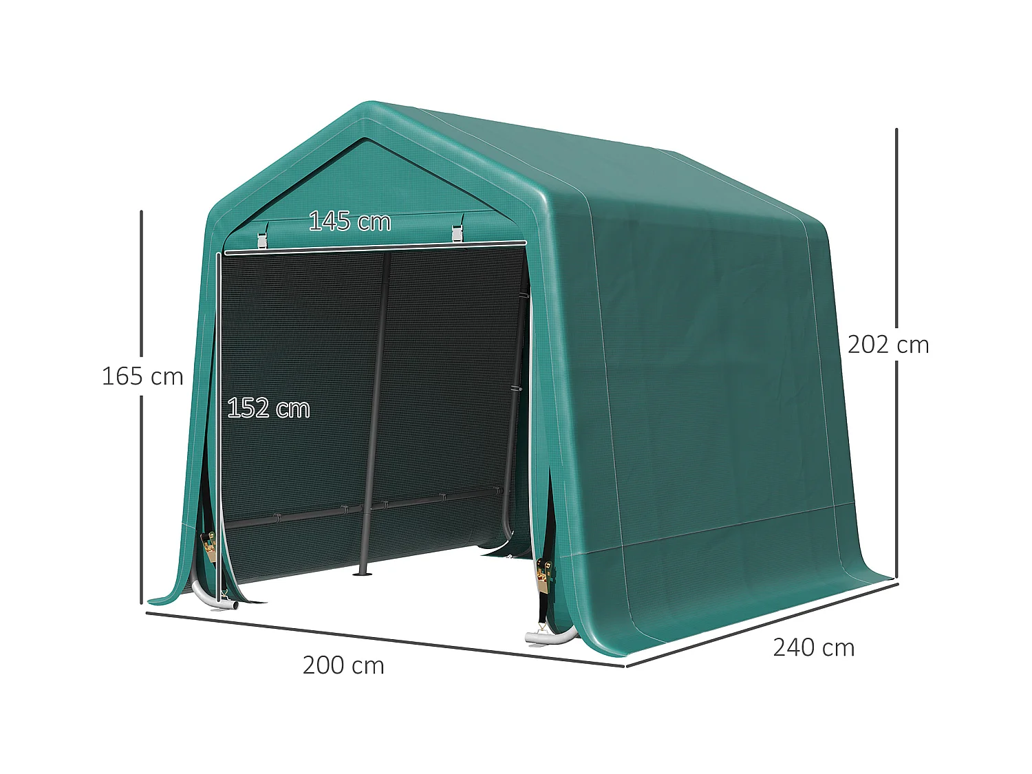 Tendone garage in metallo e tessuto pe 240x200x202cm verde