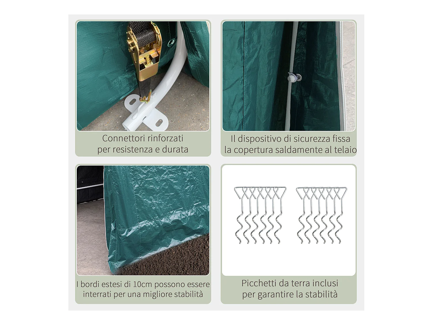 Tendone garage in metallo e tessuto pe 240x200x202cm verde