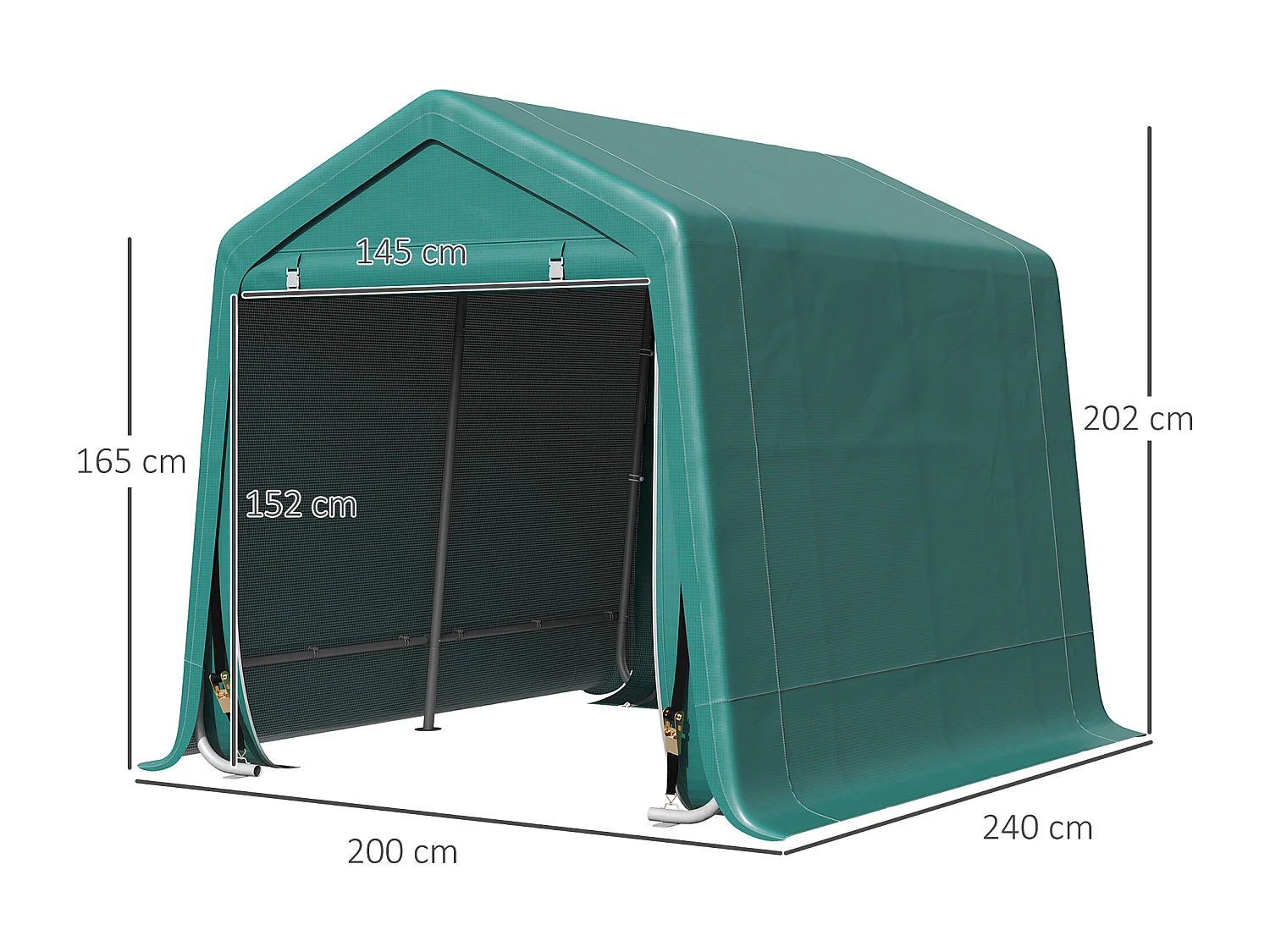 Tendone garage in metallo e tessuto pe 240x200x202cm verde