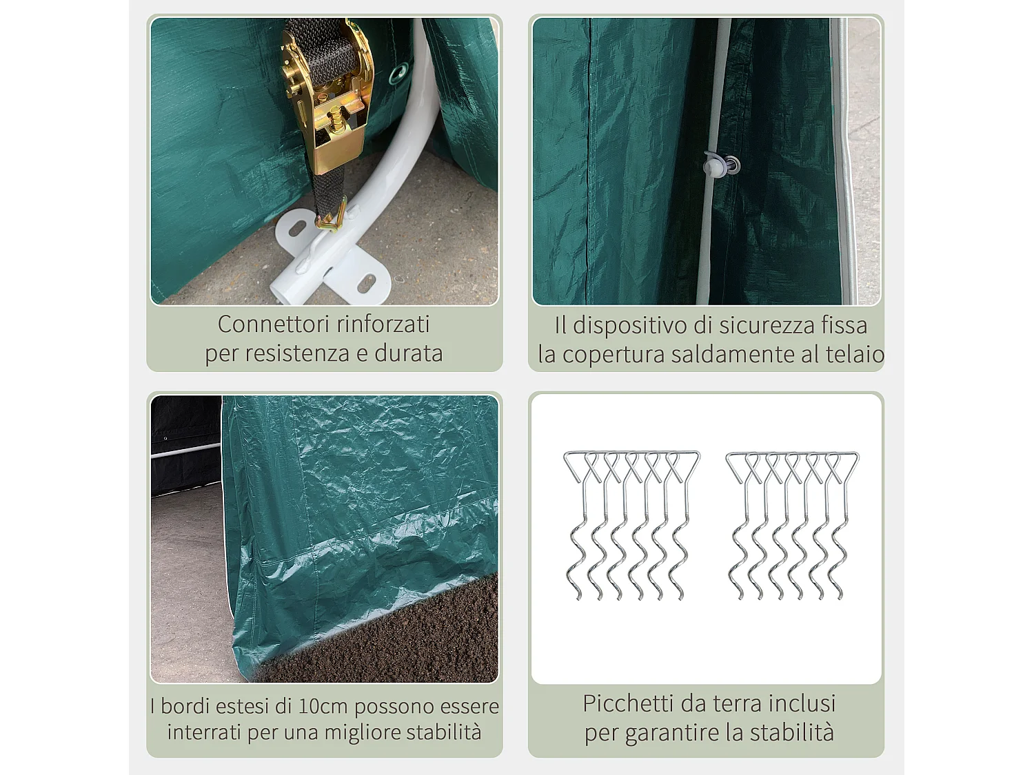 Tendone garage in metallo e tessuto pe 240x200x202cm verde