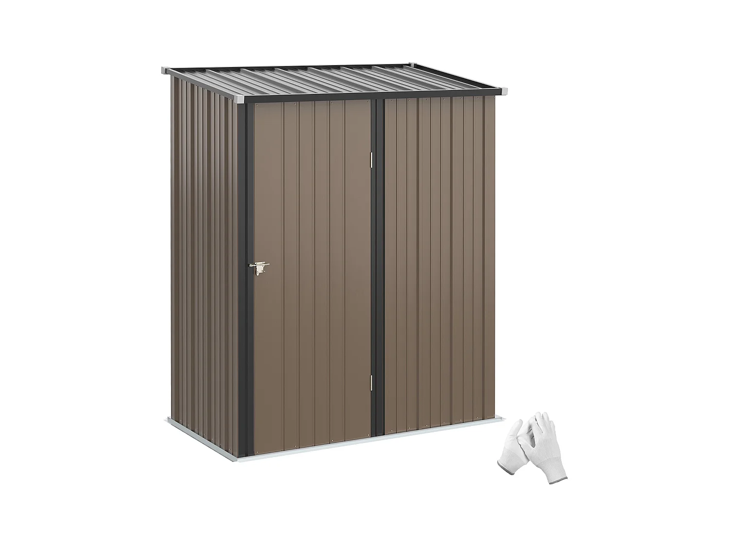Casetta da giardino per attrezzi in acciaio marrone