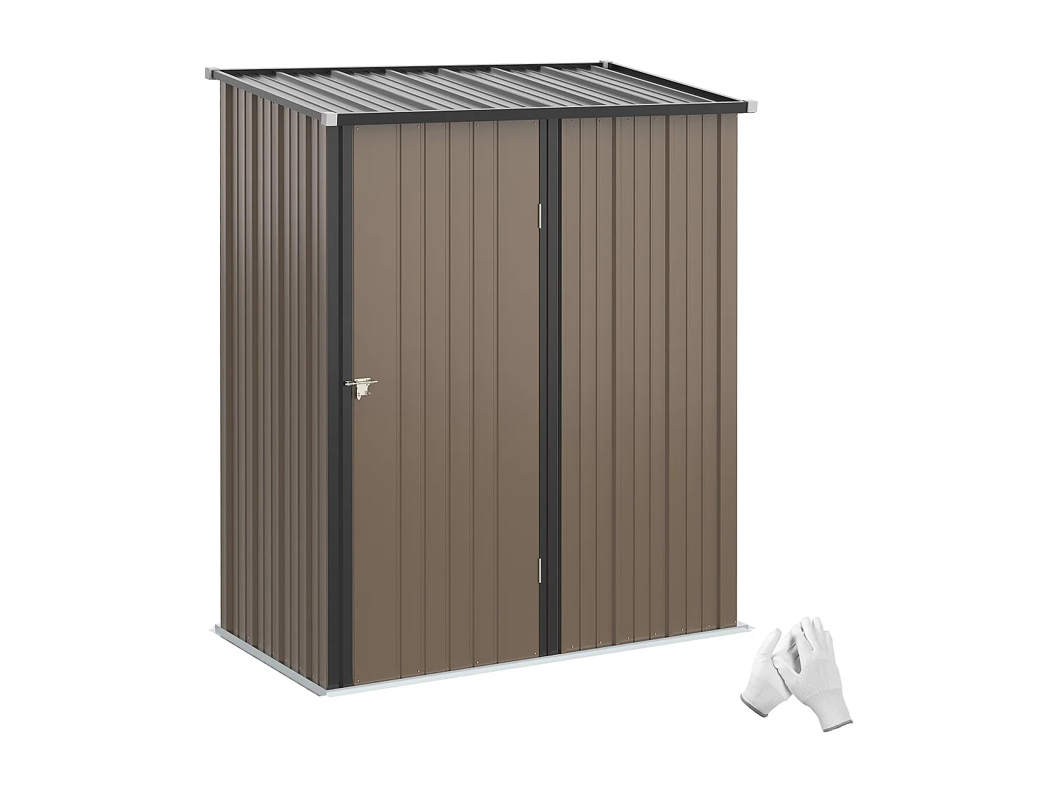 Casetta da giardino per attrezzi in acciaio marrone