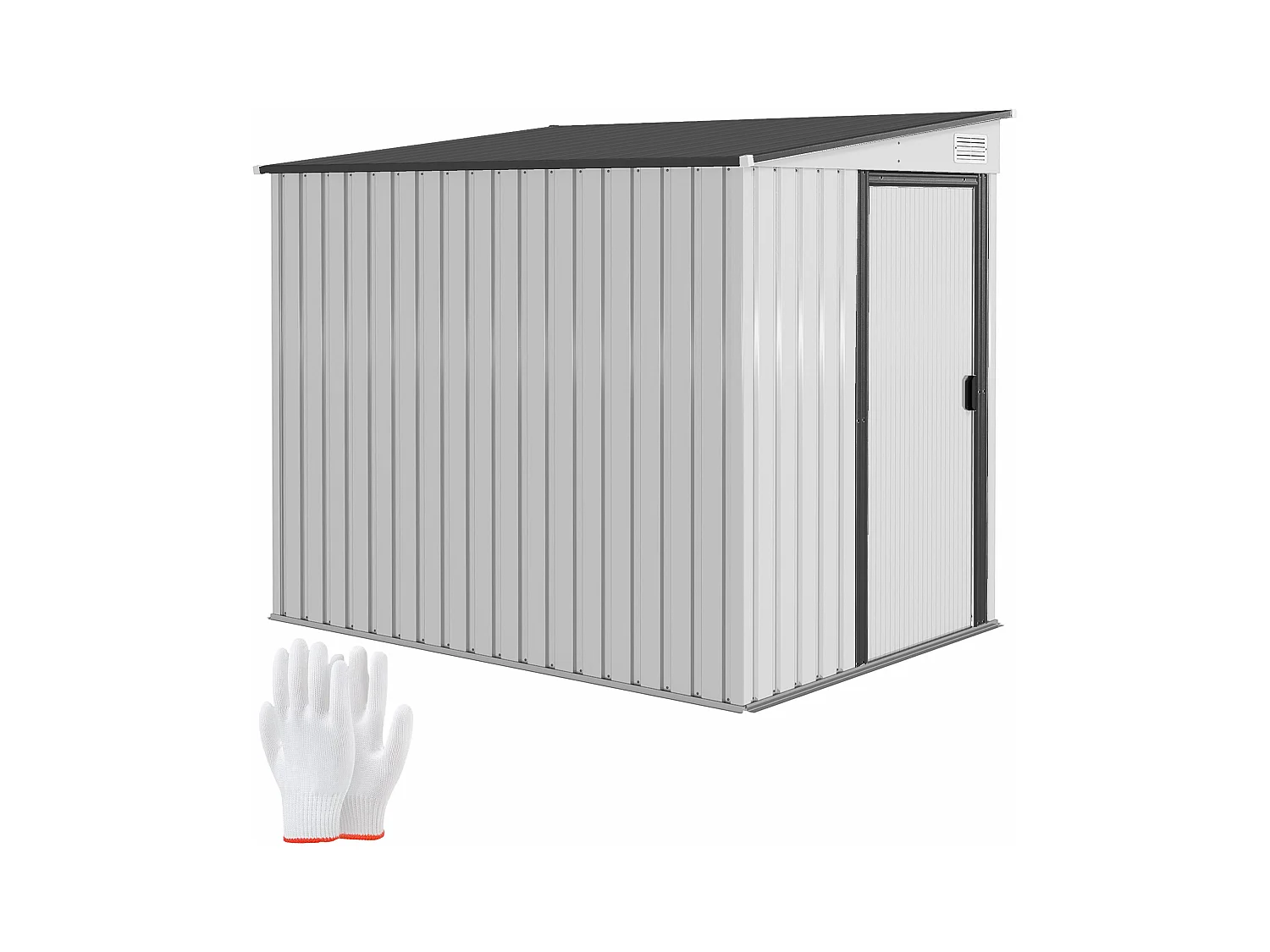 Casetta porta attrezzi in metallo con porta scorrevole bianco