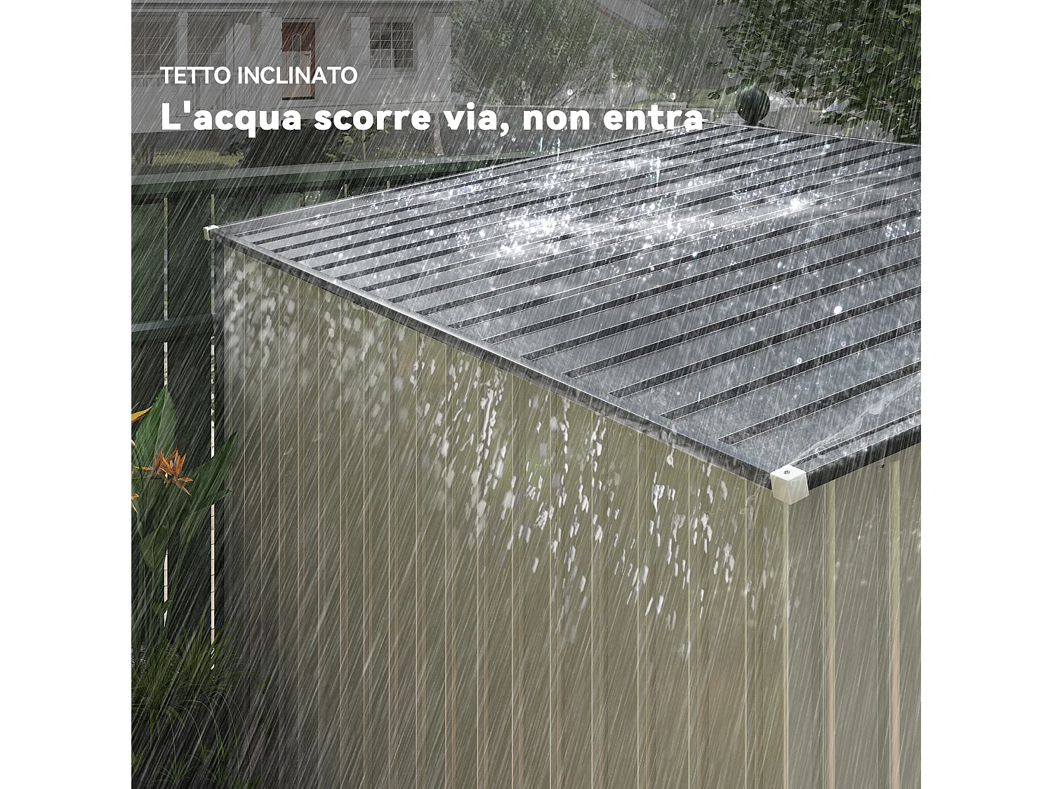 Casetta porta attrezzi in metallo con porta scorrevole bianco