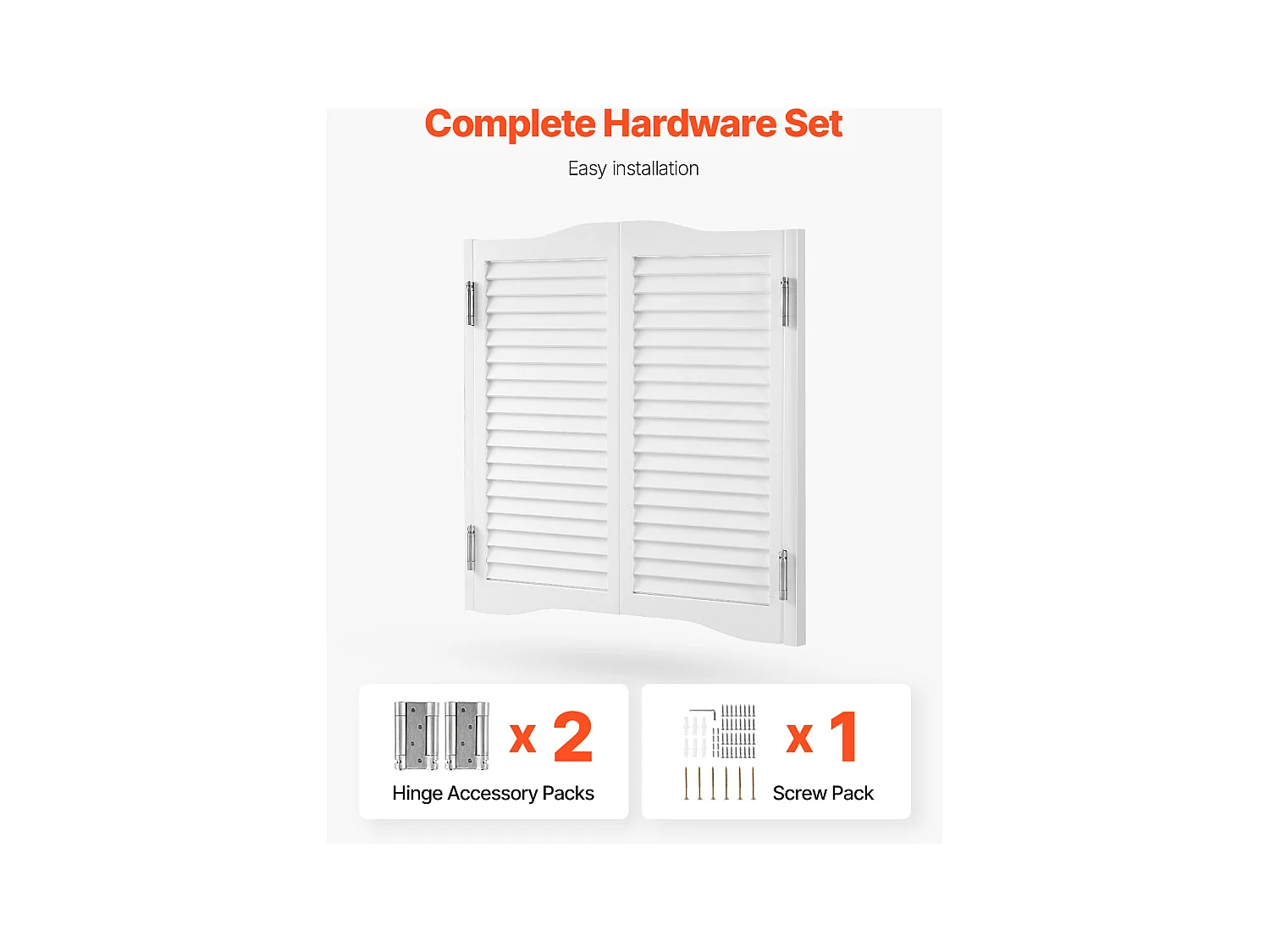 Porte Battante Double SucceBuy, 80,5x2,8x90 cm, Porte Saloon en Bois de Pin avec Charnières, Quincaillerie, Facile à Installer, Blanc