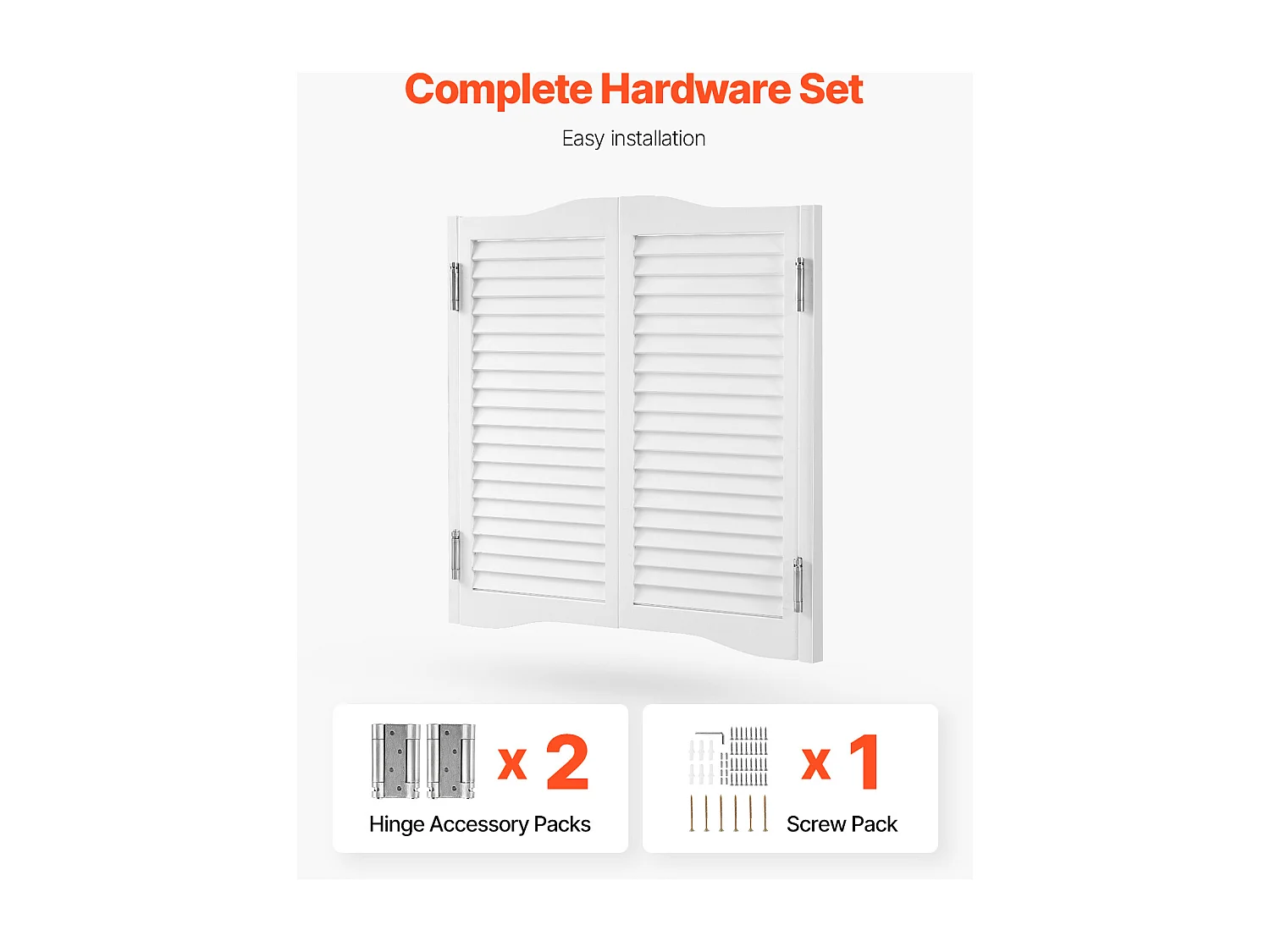 Porte Battante Double SucceBuy, 80,5x2,8x90 cm, Porte Saloon en Bois de Pin avec Charnières, Quincaillerie, Facile à Installer, Blanc