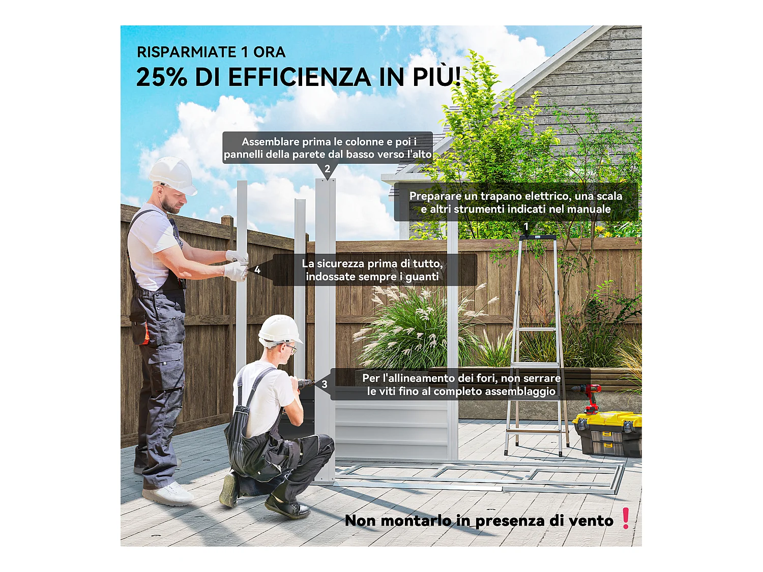 Casetta da giardino con porte scorrevoli e lucchetto in metallo grigio