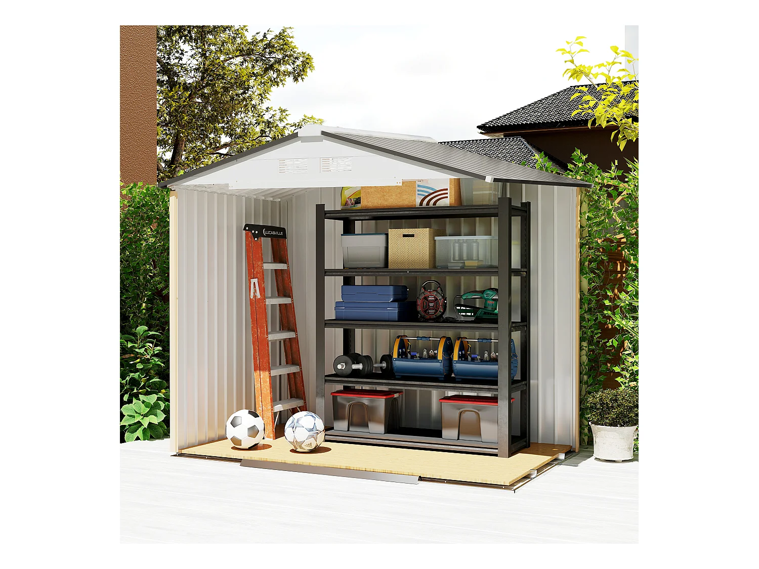 Capanno casetta da giardino in metallo porta utensili 2 porte