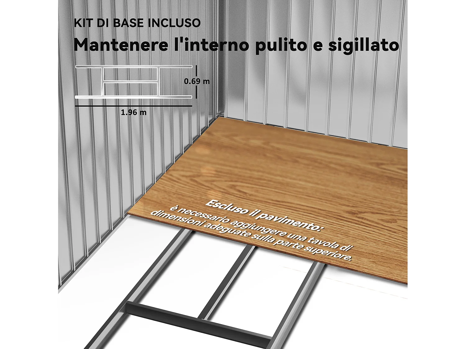 Capanno casetta da giardino in metallo porta utensili 2 porte