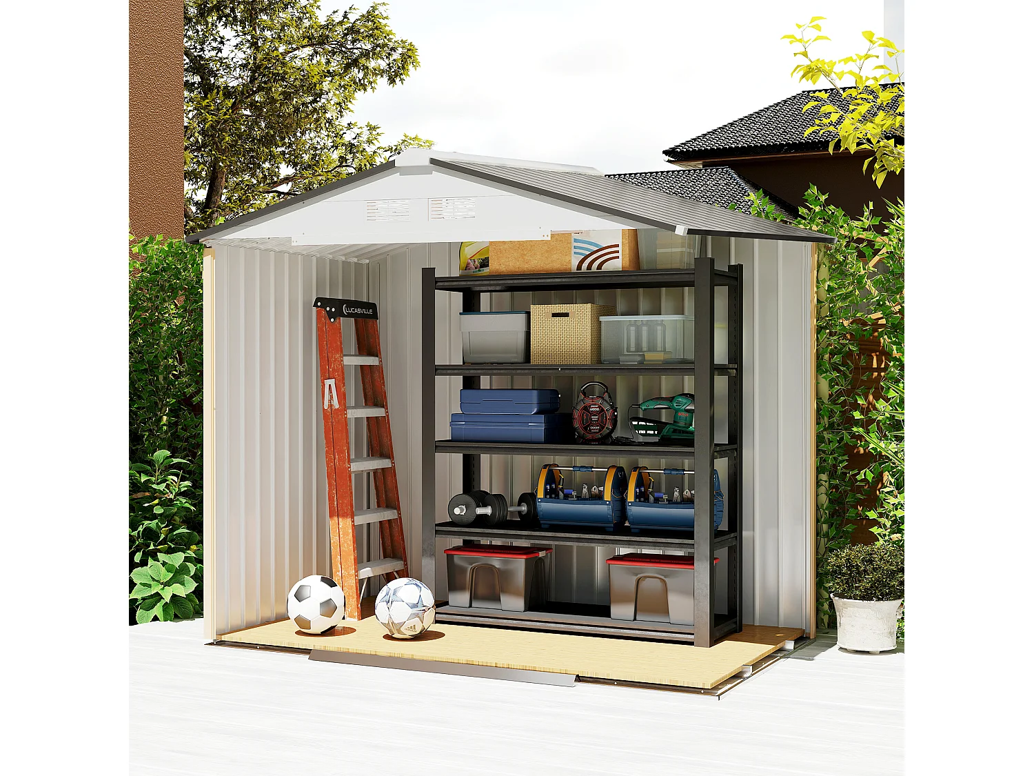 Capanno casetta da giardino in metallo porta utensili 2 porte