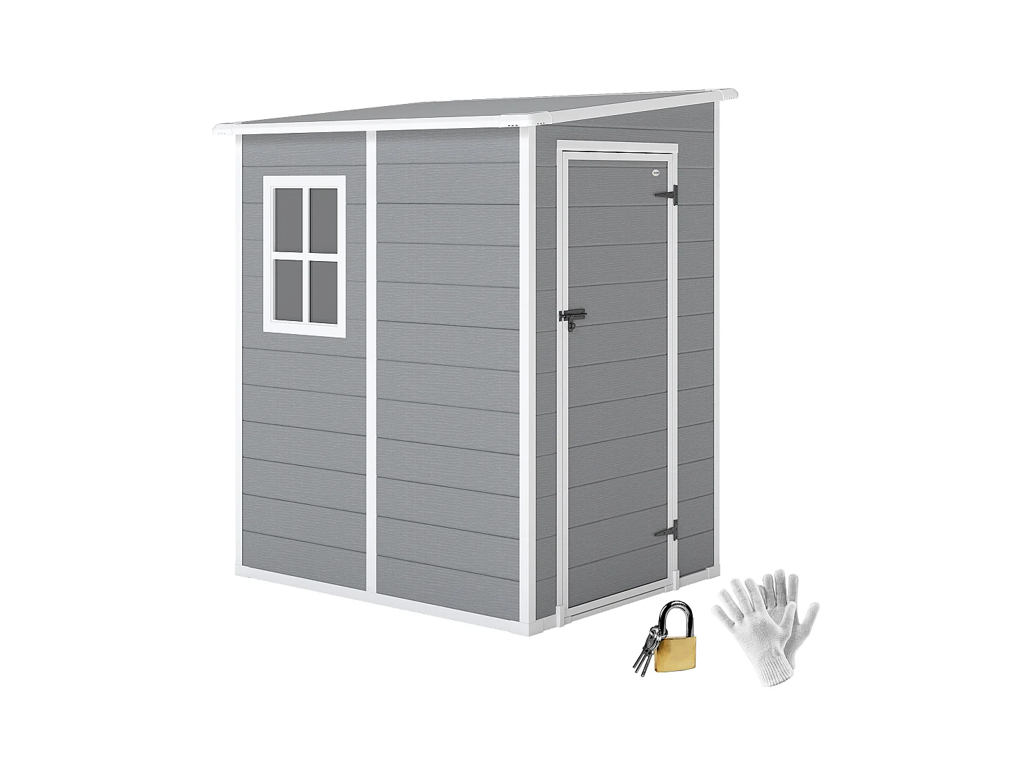 Casetta giardino con finestra e doppia porta in alluminio pp grigio