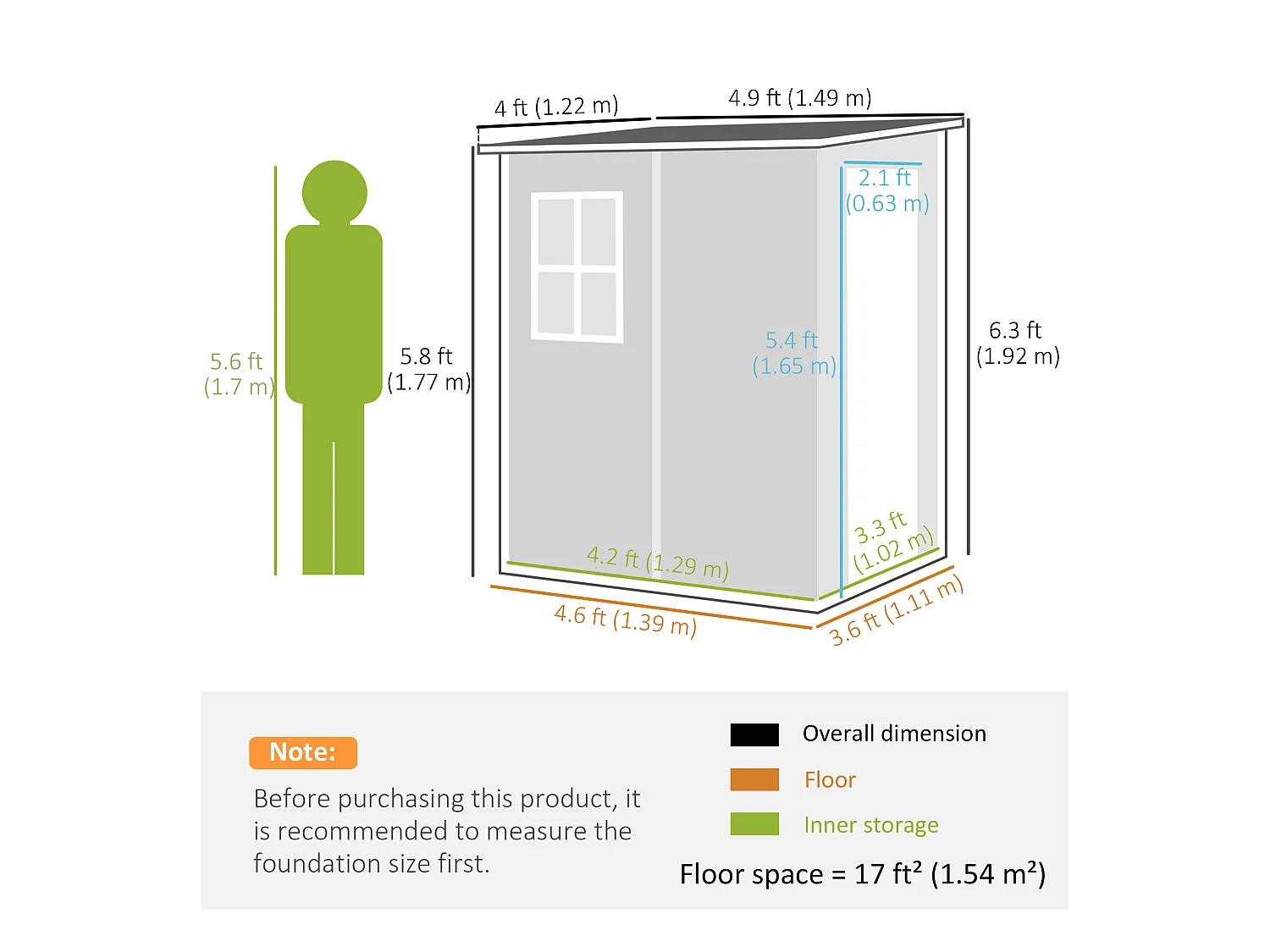 Casetta giardino con finestra e doppia porta in alluminio pp grigio