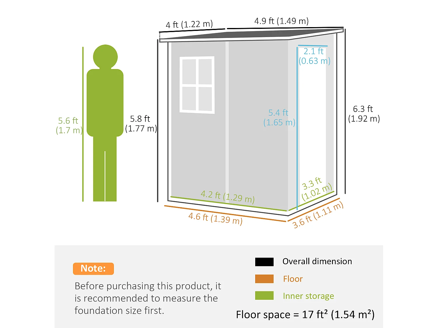 Casetta giardino con finestra e doppia porta in alluminio pp grigio