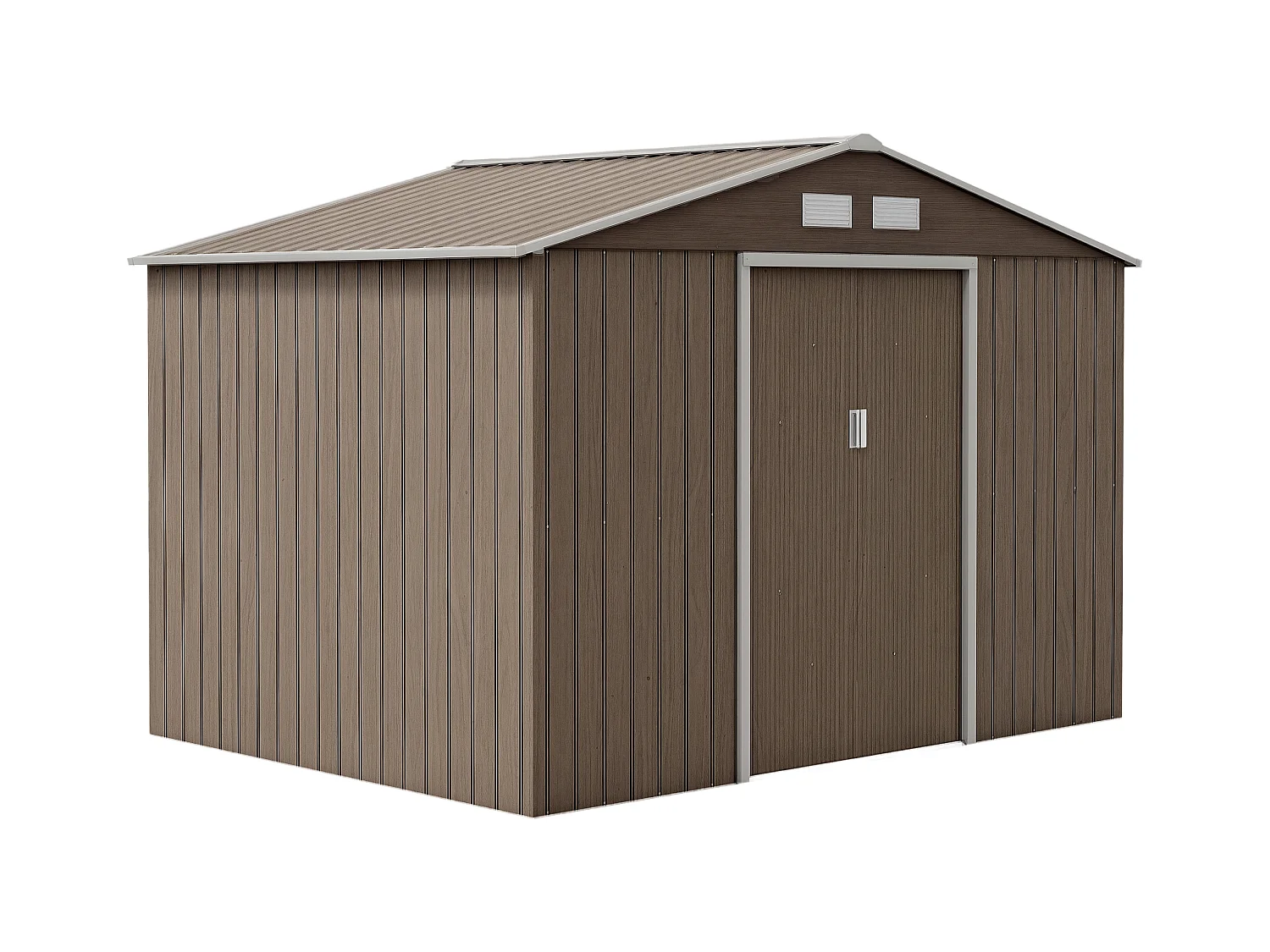 Casetta da giardino in acciaio con 2 porte scorrevoli marrone chiaro