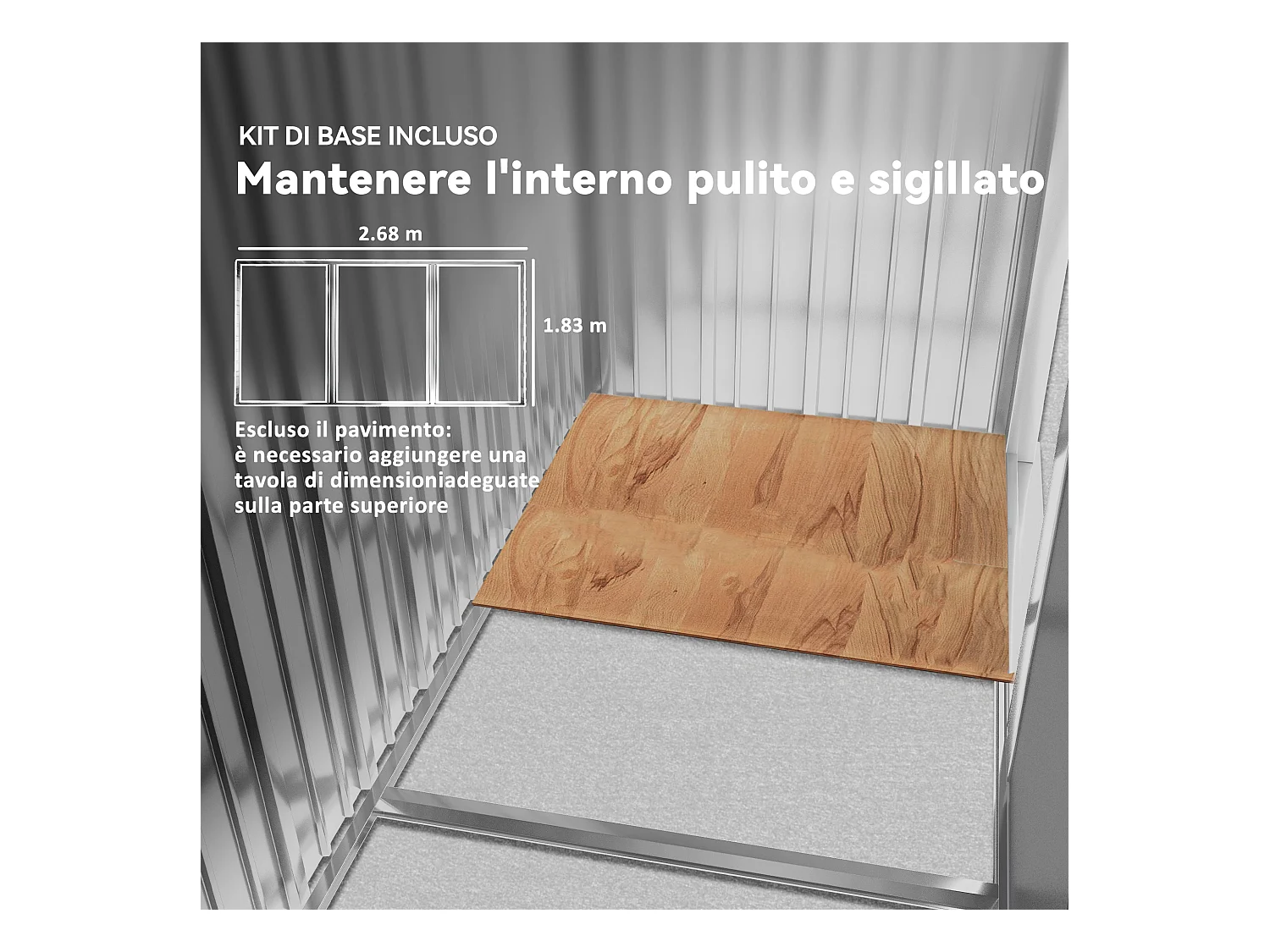 Casetta da giardino in acciaio con 2 porte scorrevoli marrone chiaro