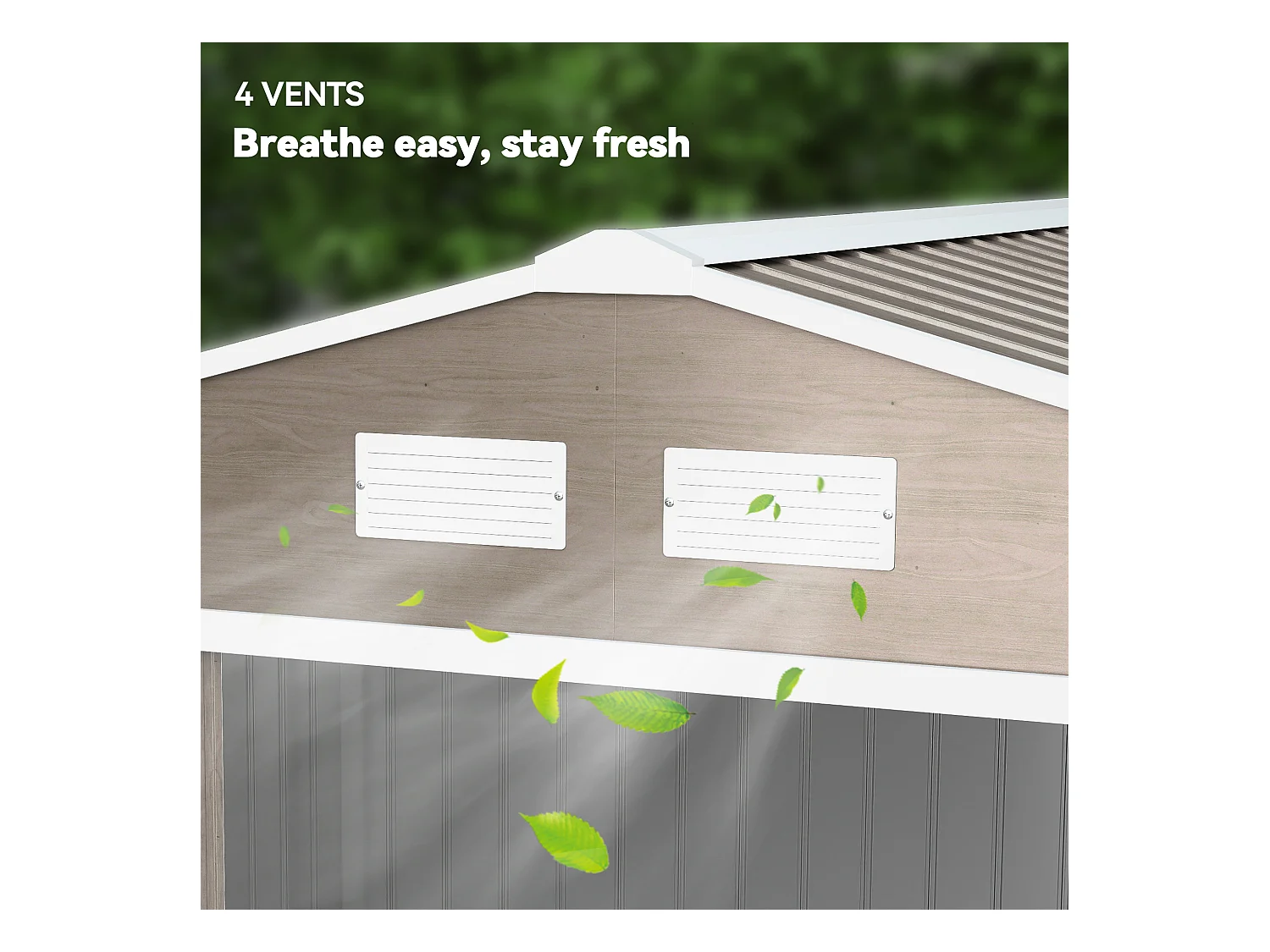 Casetta da giardino in acciaio con 2 porte scorrevoli marrone chiaro