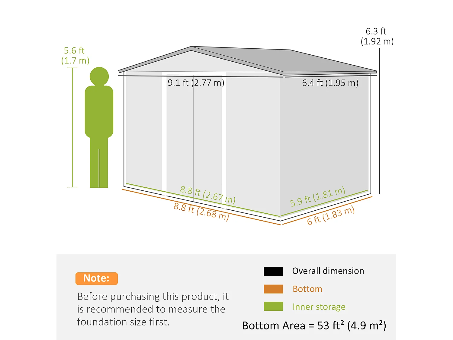 Casetta da giardino in acciaio con 2 porte scorrevoli marrone chiaro