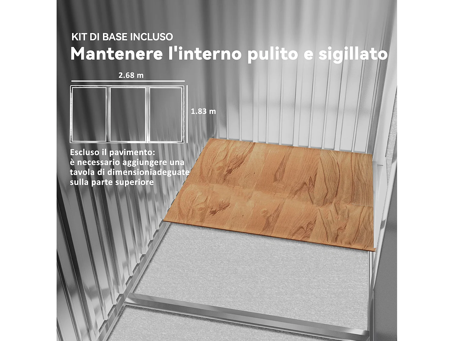 Casetta da giardino in acciaio con 2 porte scorrevoli marrone chiaro