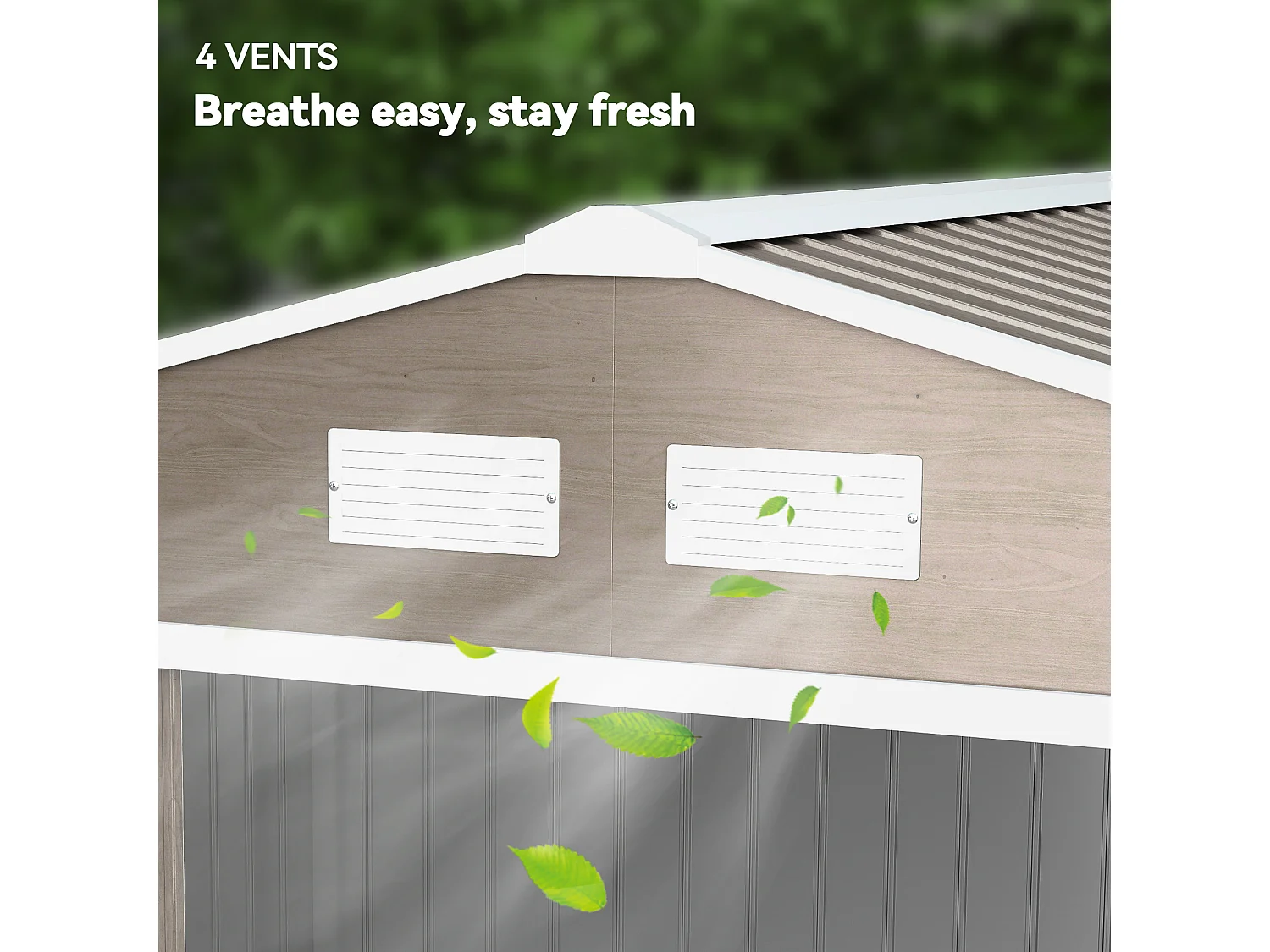 Casetta da giardino in acciaio con 2 porte scorrevoli marrone chiaro