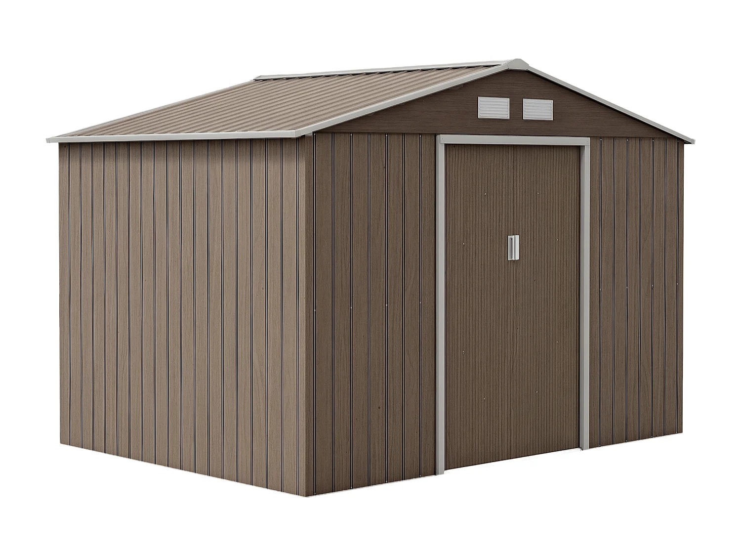 Casetta da giardino in acciaio con 2 porte scorrevoli marrone chiaro